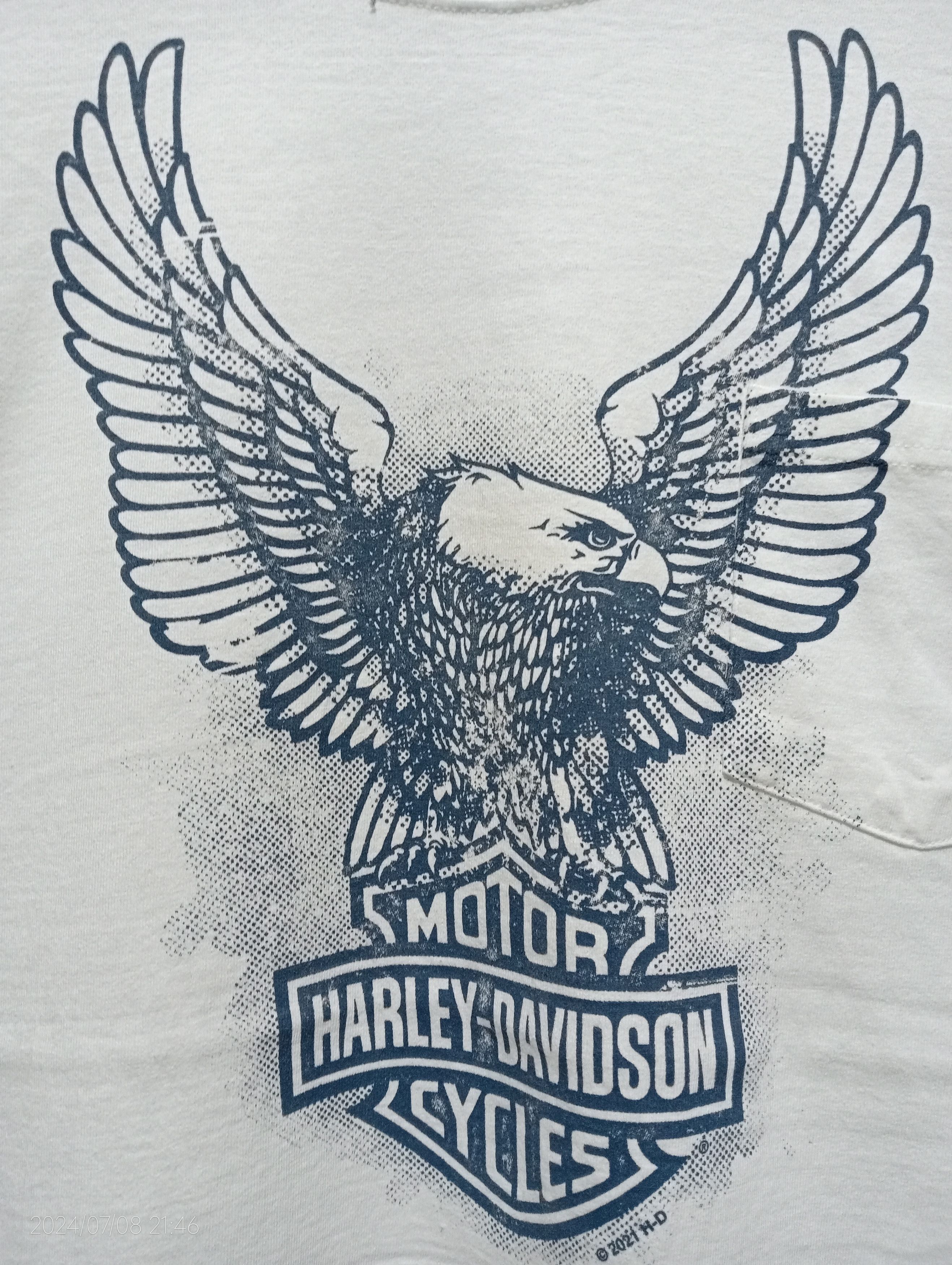 Harley Davidson Harley Davidson Big Logo Single Pocket Long Sleeve Tshirt Size US XL / EU 56 / 4 - 5 Thumbnail