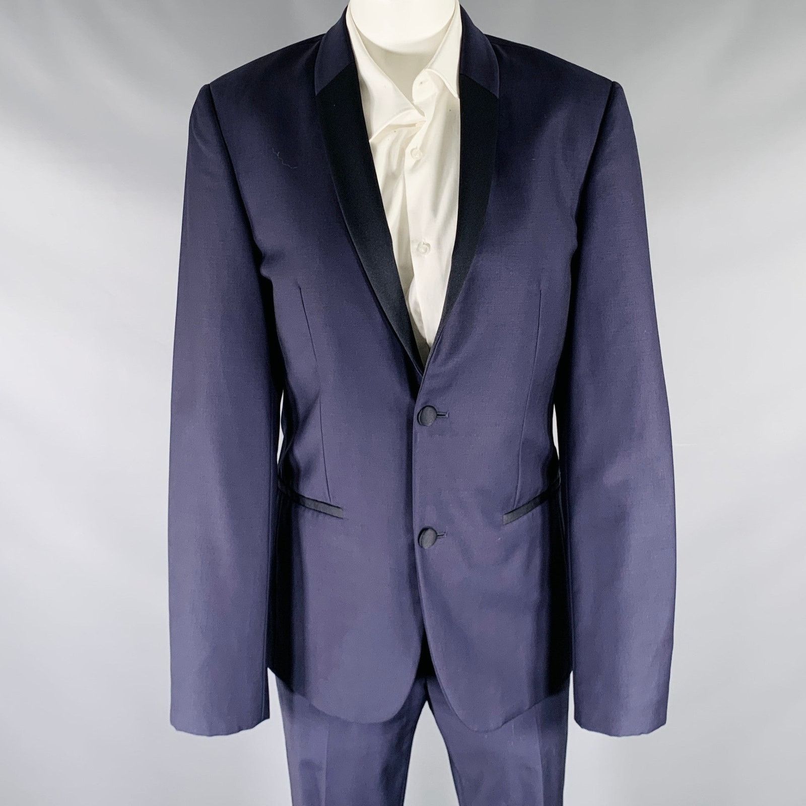 Calvin Klein Size 34 Navy Black Wool Shawl Lapel Tuxedo Size 34R - 1 Thumbnail