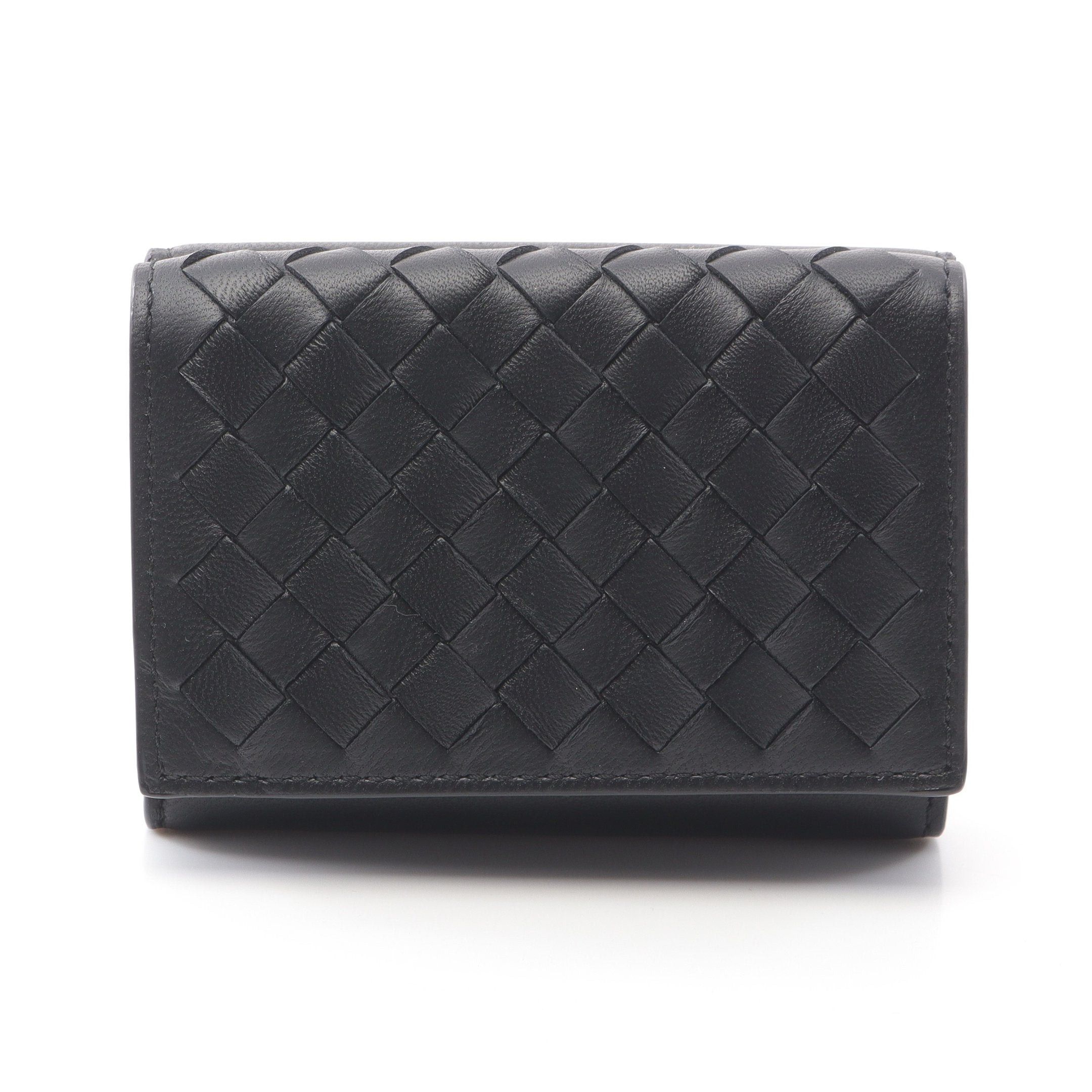 Bottega Veneta Bottega Veneta Intrecciato Trifold Wallet Leather Black Size ONE SIZE - 1 Thumbnail