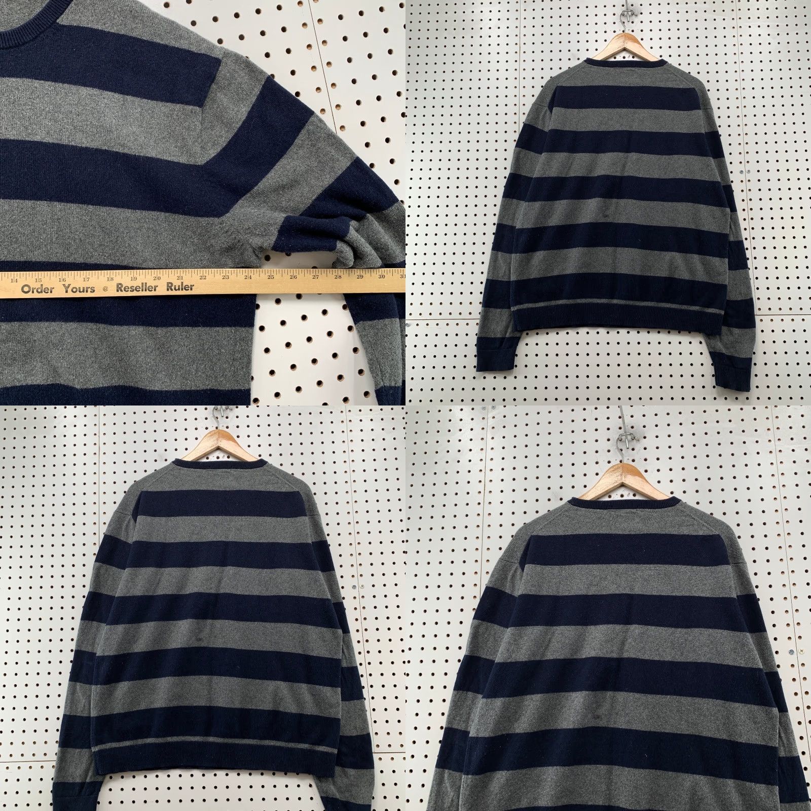 J.Crew J. CREW Sweater Mens XL Blue Gray Striped Cotton Cashmere Blend Preppy Pullover Size US XL / EU 56 / 4 - 8 Thumbnail