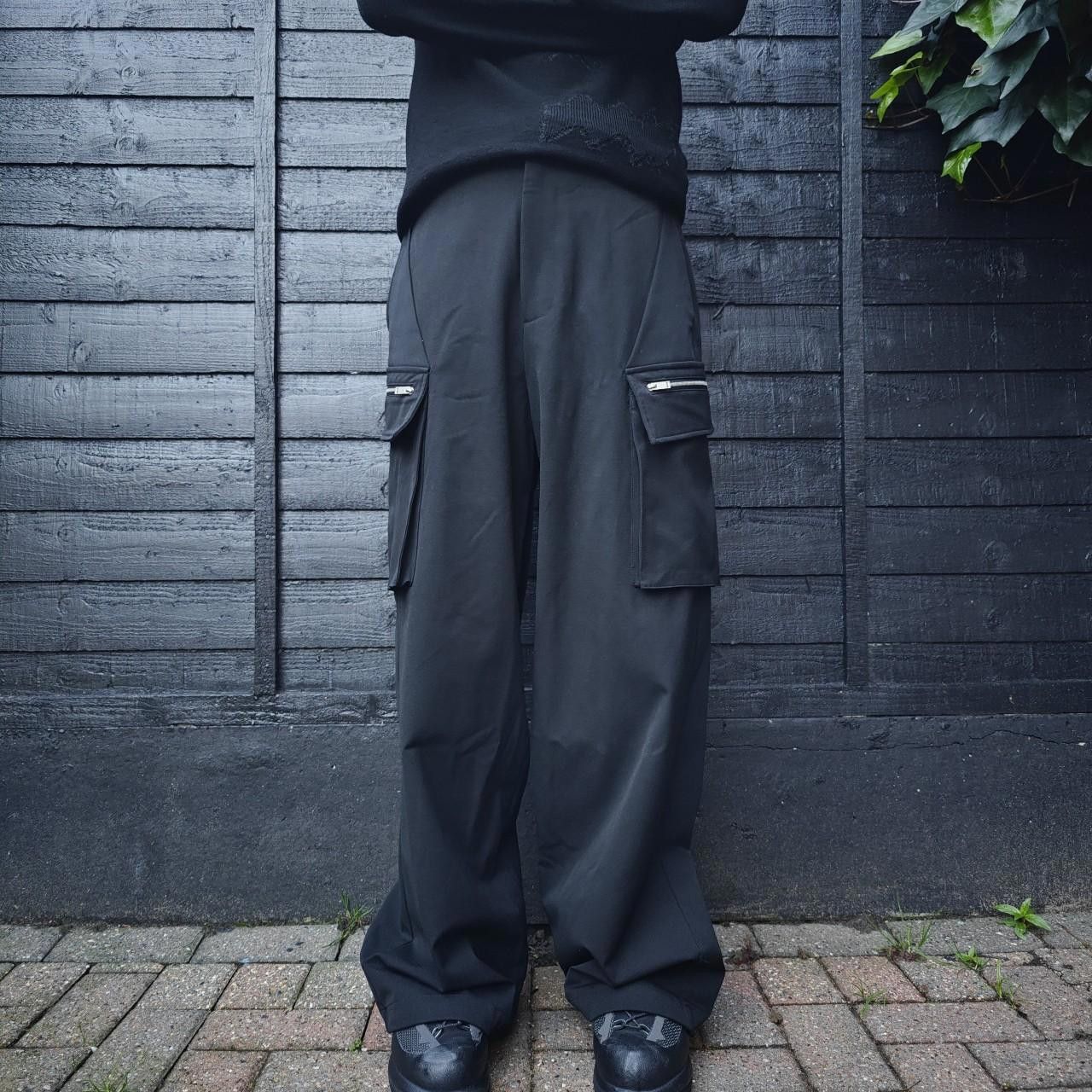 Other Japanese Black Wide Leg Cargo Zip Trousers Size US 32 / EU 48 - 1 Thumbnail