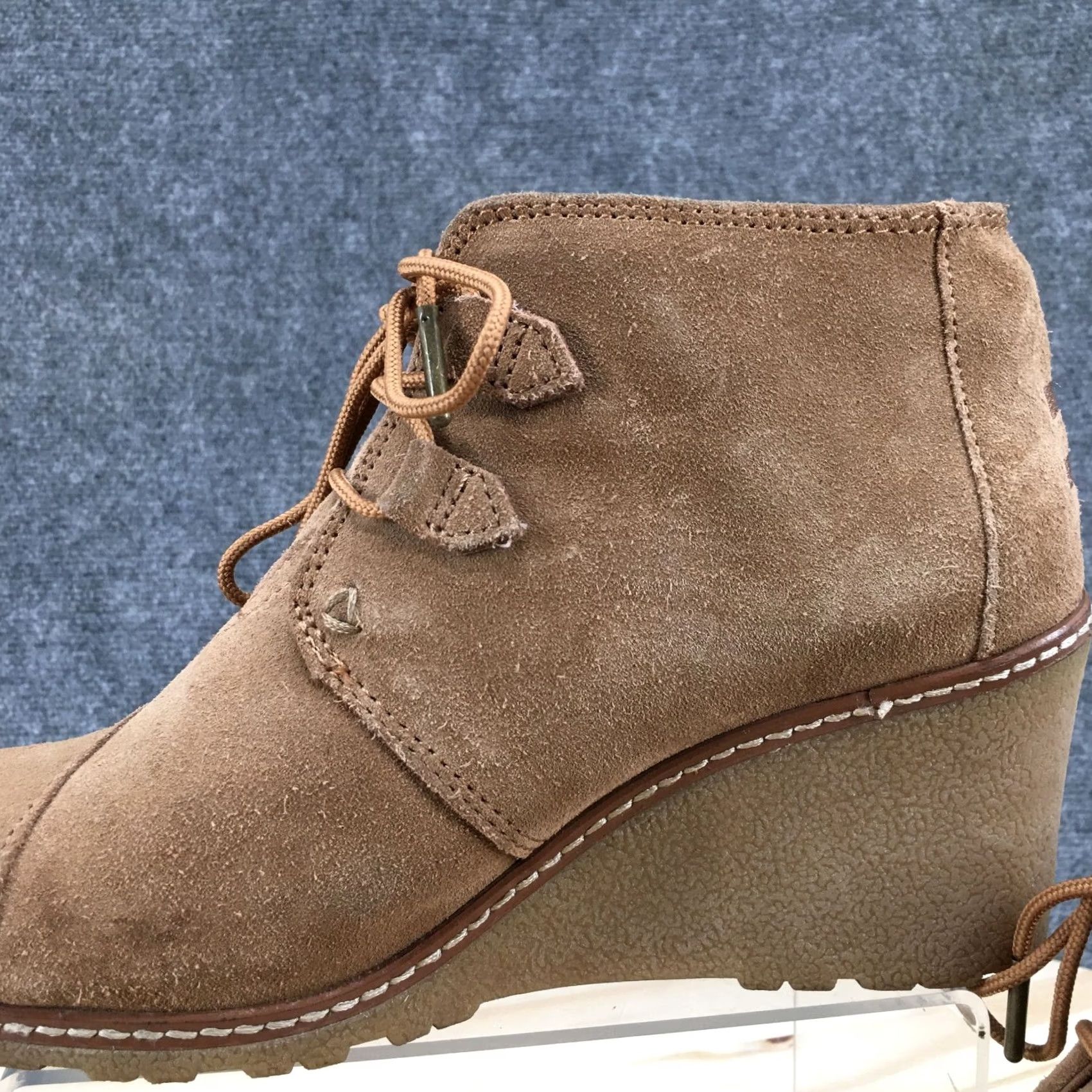Toms TOMS Boots Womens 7.5 Kala Desert Wedge Ankle Bootie Brown Suede Casual Boots Size US 8 / IT 38 - 4 Thumbnail