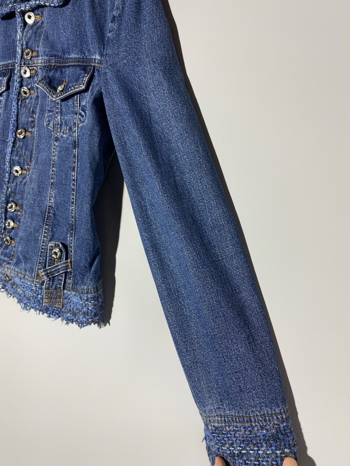 Dolce & Gabbana Dolce & Gabbana Button Down Tweed Detail Denim Jacket Size XS / US 0-2 / IT 36-38 - 11 Thumbnail