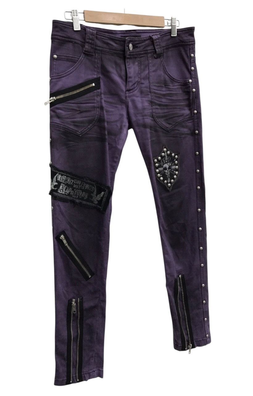 Japanese Brand Algonquins Punk Skinny Pants Zipper Patches Punk Anarchy Size US 31 - 1 Thumbnail