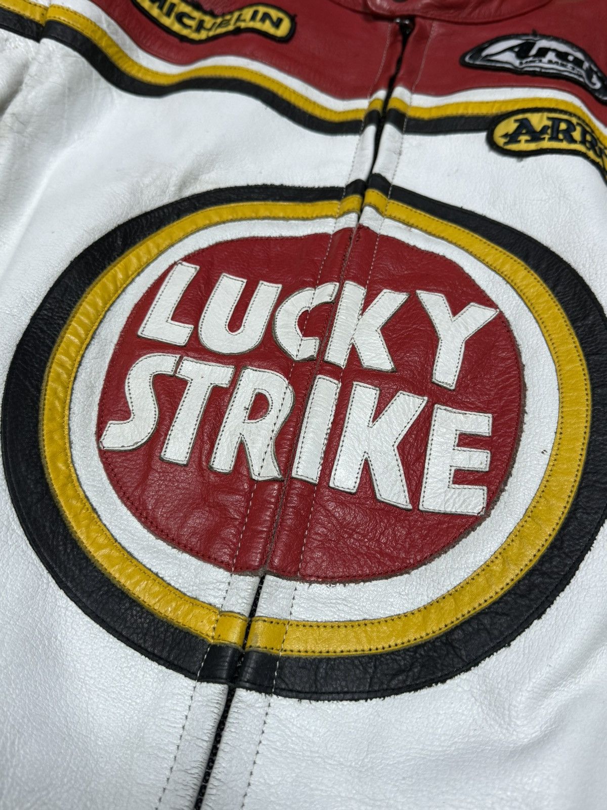 Vintage Lucky Strike leather racing protection jacket big logo Size US XXL / EU 58 / 5 - 5 Thumbnail