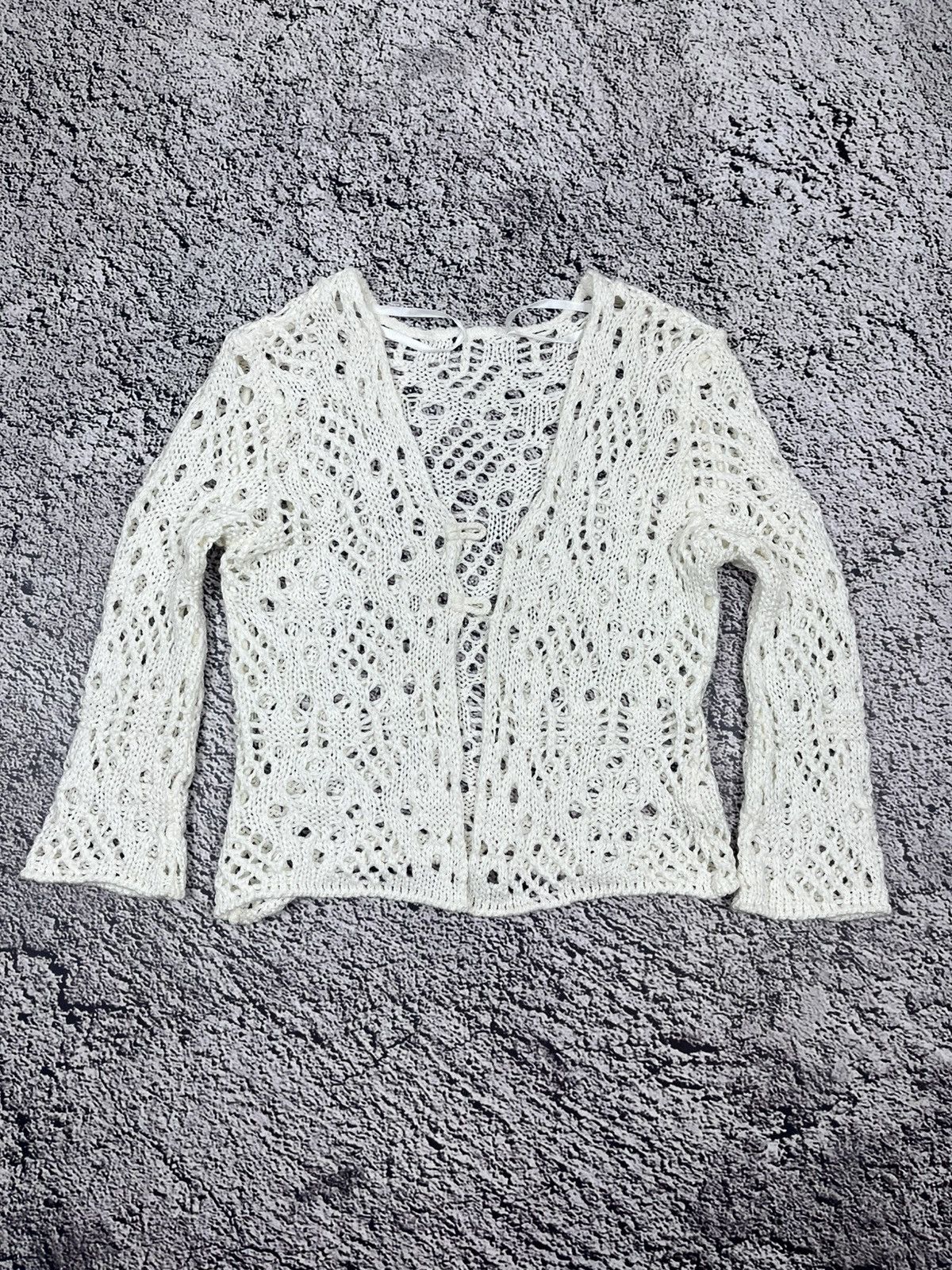 Japanese Brand Vintage mesh knitted cardigan western luxury streetwear Size S / US 4 / IT 40 - 1 Thumbnail