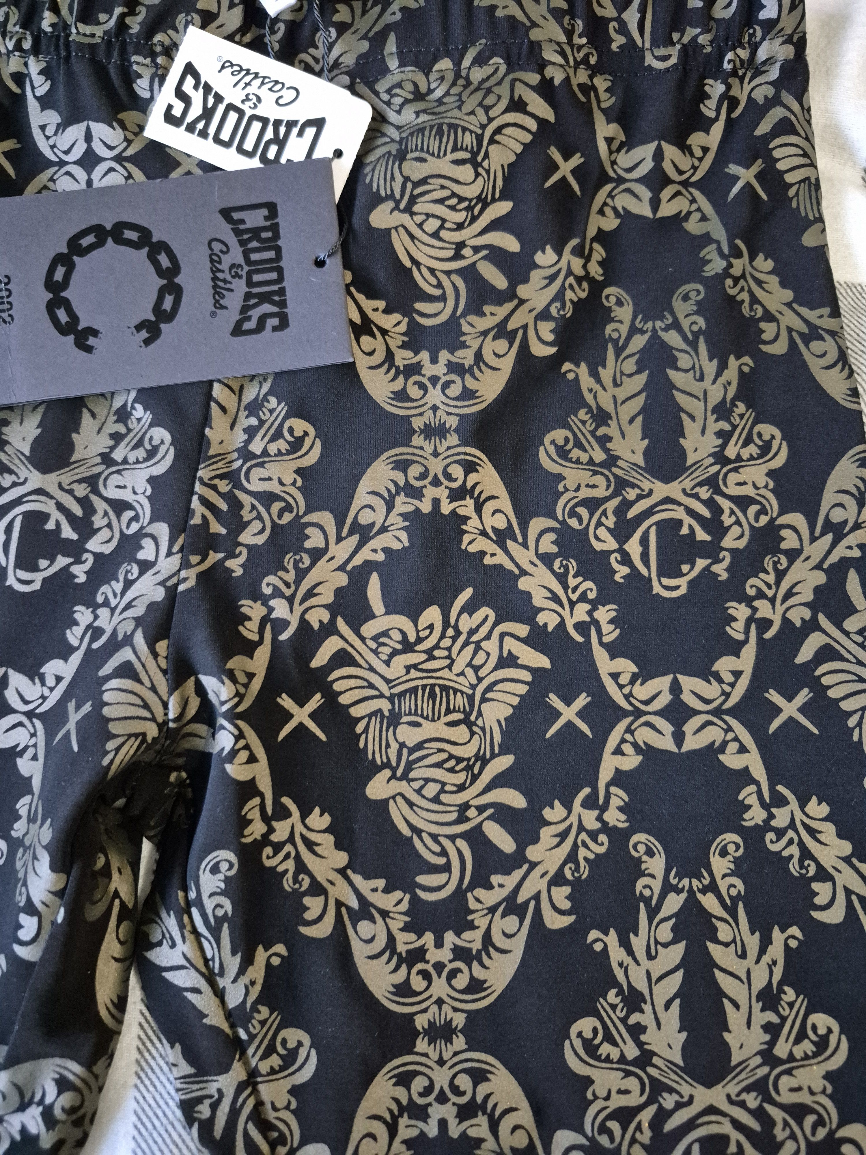 Crooks & Castles Vamp black and gold leggings Size 23" - 2 Thumbnail