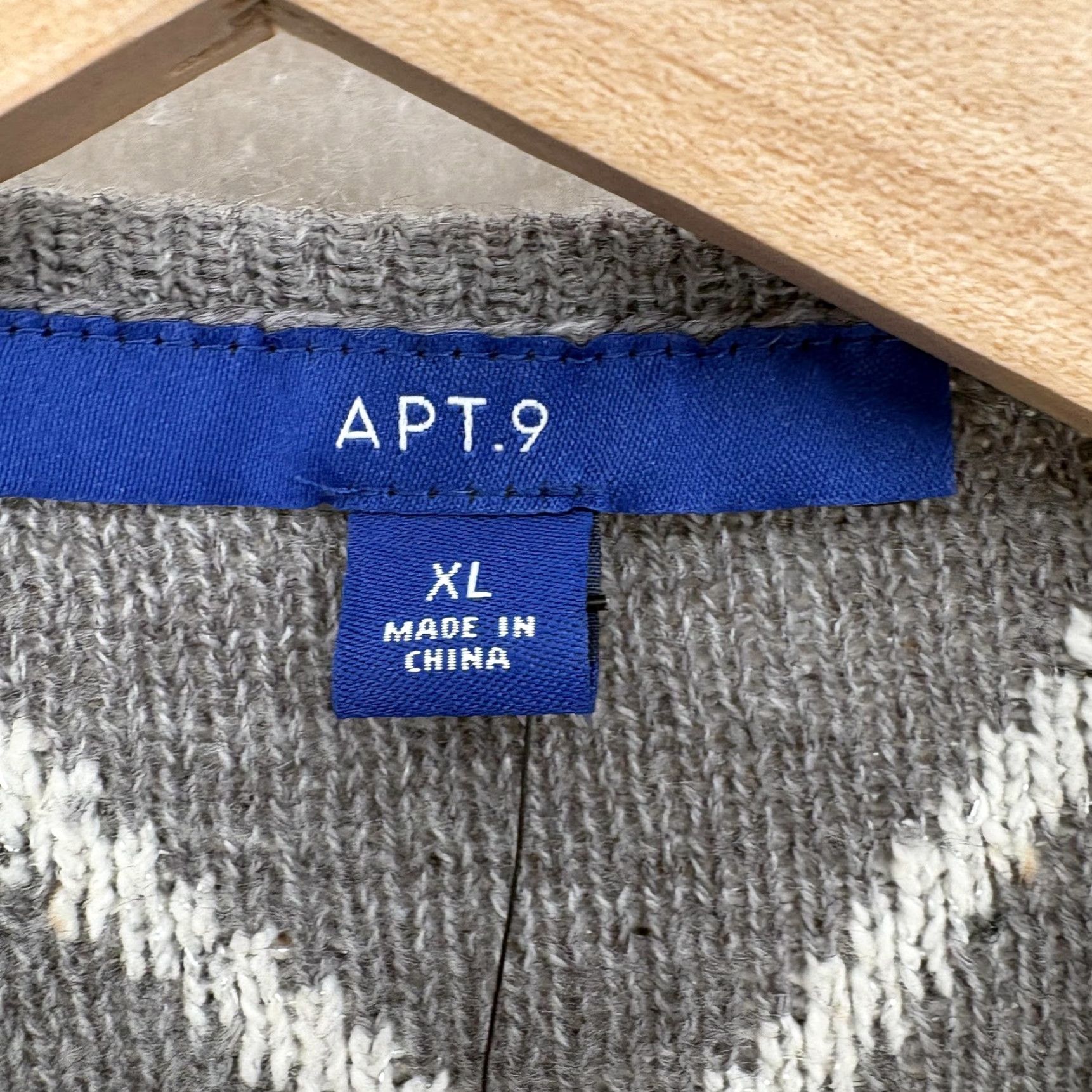 Apt. 9 APT.9 Cardigan Womens XL Gray Argyle Open Front Pockets Knit Relaxed NWT Sweater Size XL / US 12-14 / IT 48-50 - 4 Thumbnail
