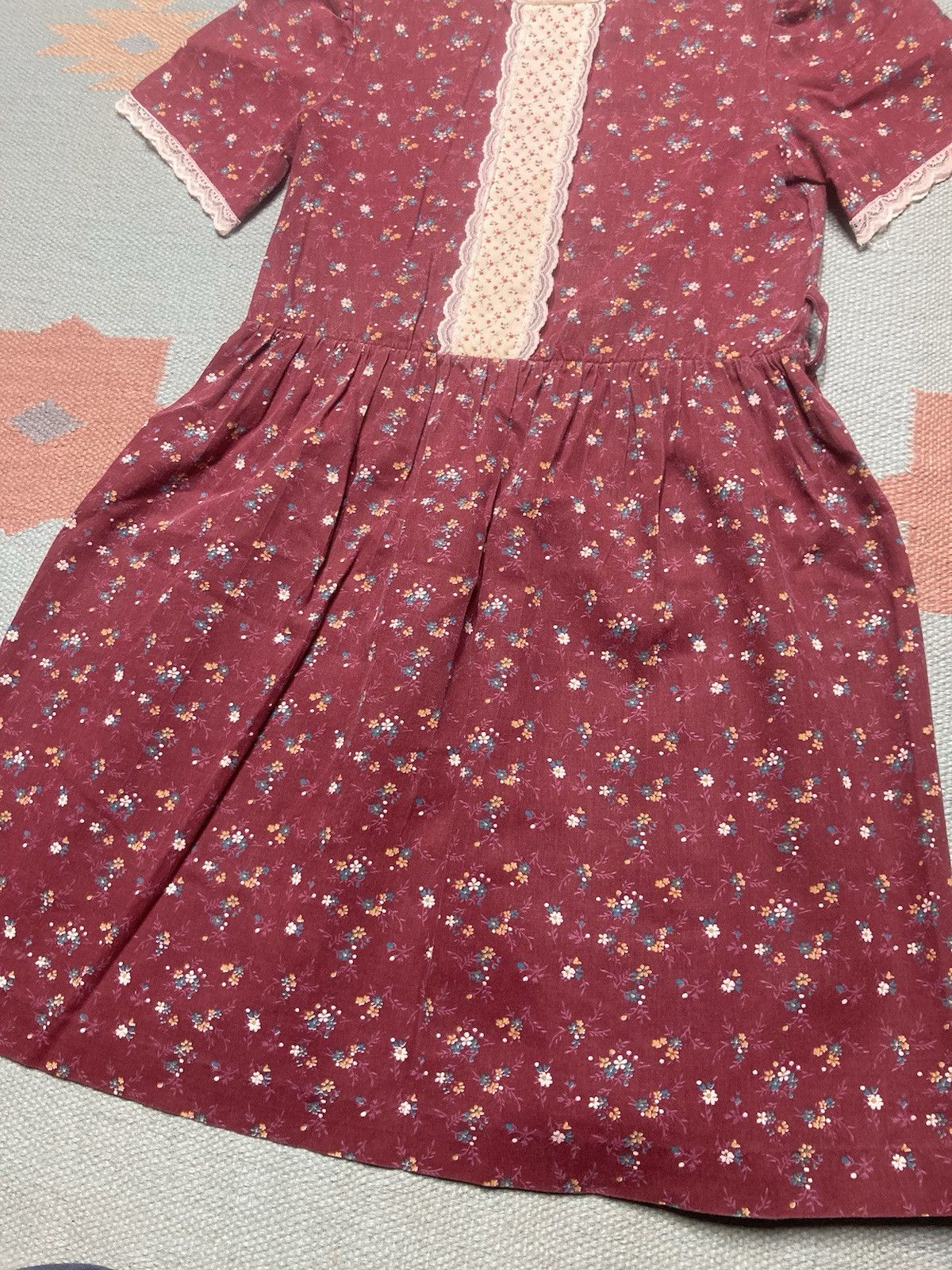 Vintage 70s floral dress flowers lace prairie cottage puff sleeves 8 Size M / US 6-8 / IT 42-44 - 2 Thumbnail