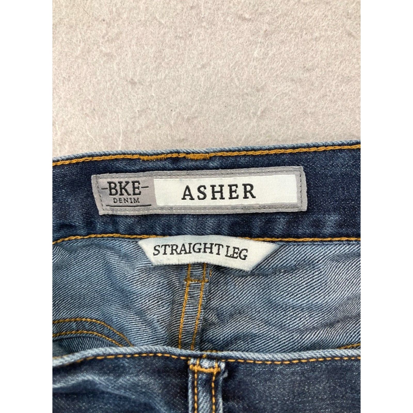 BKE BKE Jeans Mens 29R 5-Pocket Denim Slim Straight Inseam 32 Blue Cotton Blend Belt Buckle Bke Cowhide Logo Size US 29 - 7 Thumbnail