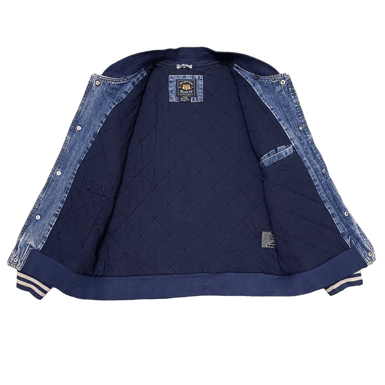 Route 66 Vintage 90's Route 66 Quilted Line Denim Bomber Jacket Size US M / EU 48-50 / 2 - 9 Thumbnail