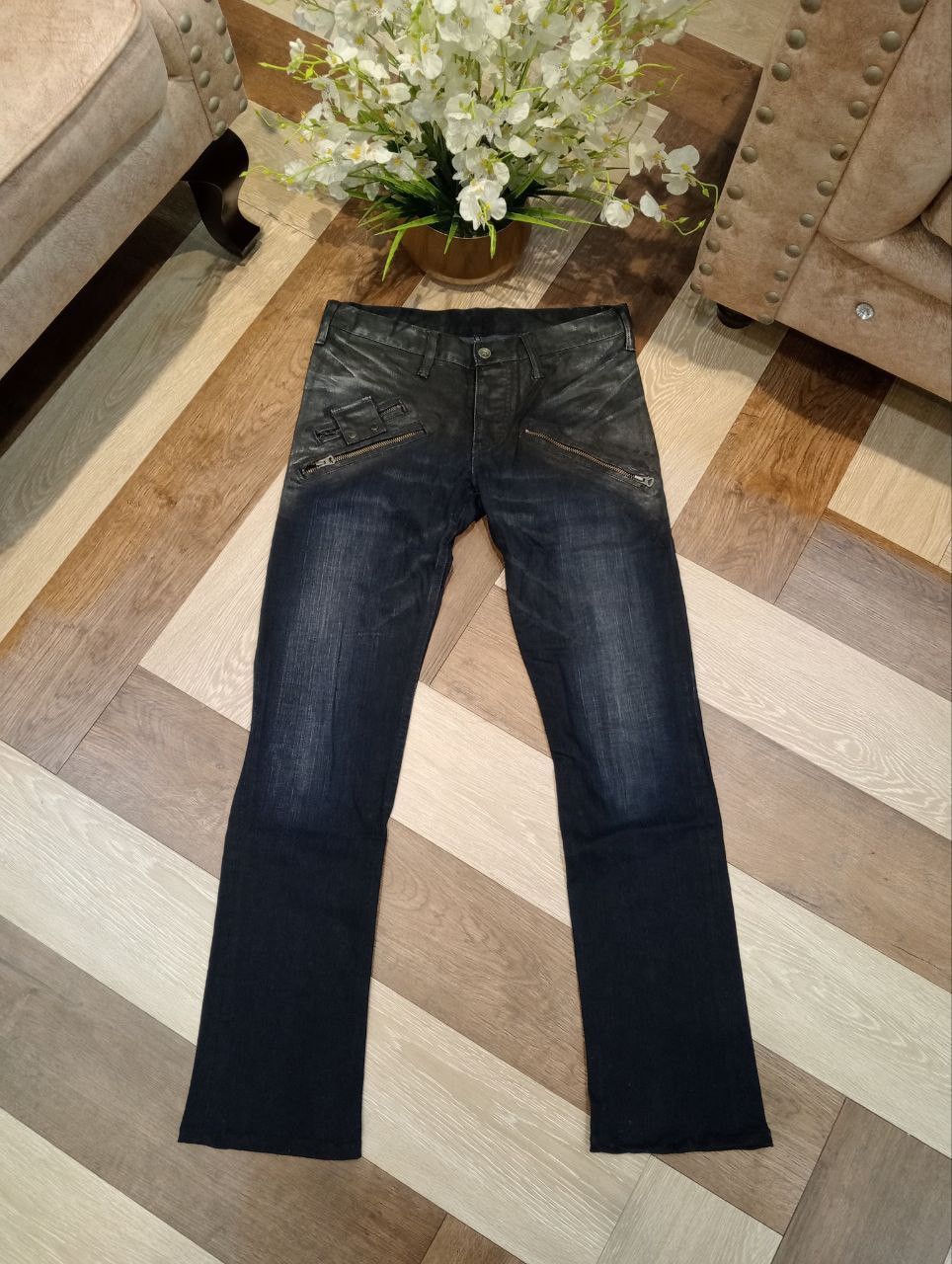 Le Grande Bleu (L.G.B.) VERY RARE L.G.B LE GRANDE BLEU MANIAC CORP WAXED DENIM JEANS Size US 30 / EU 46 - 1 Thumbnail