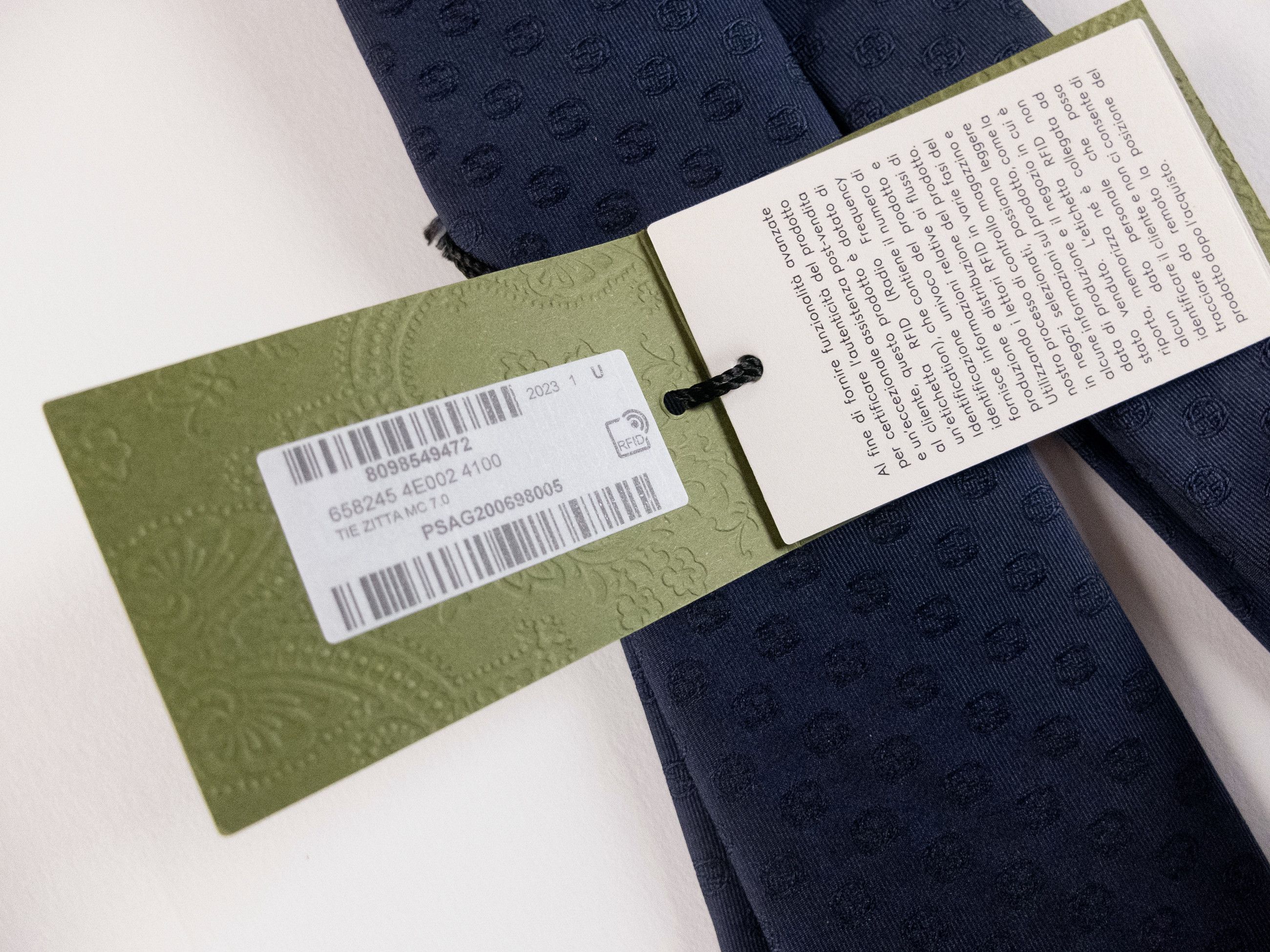 Gucci GUCCI navy blue interlocking G logo motif silk tie authentic Size ONE SIZE - 3 Thumbnail