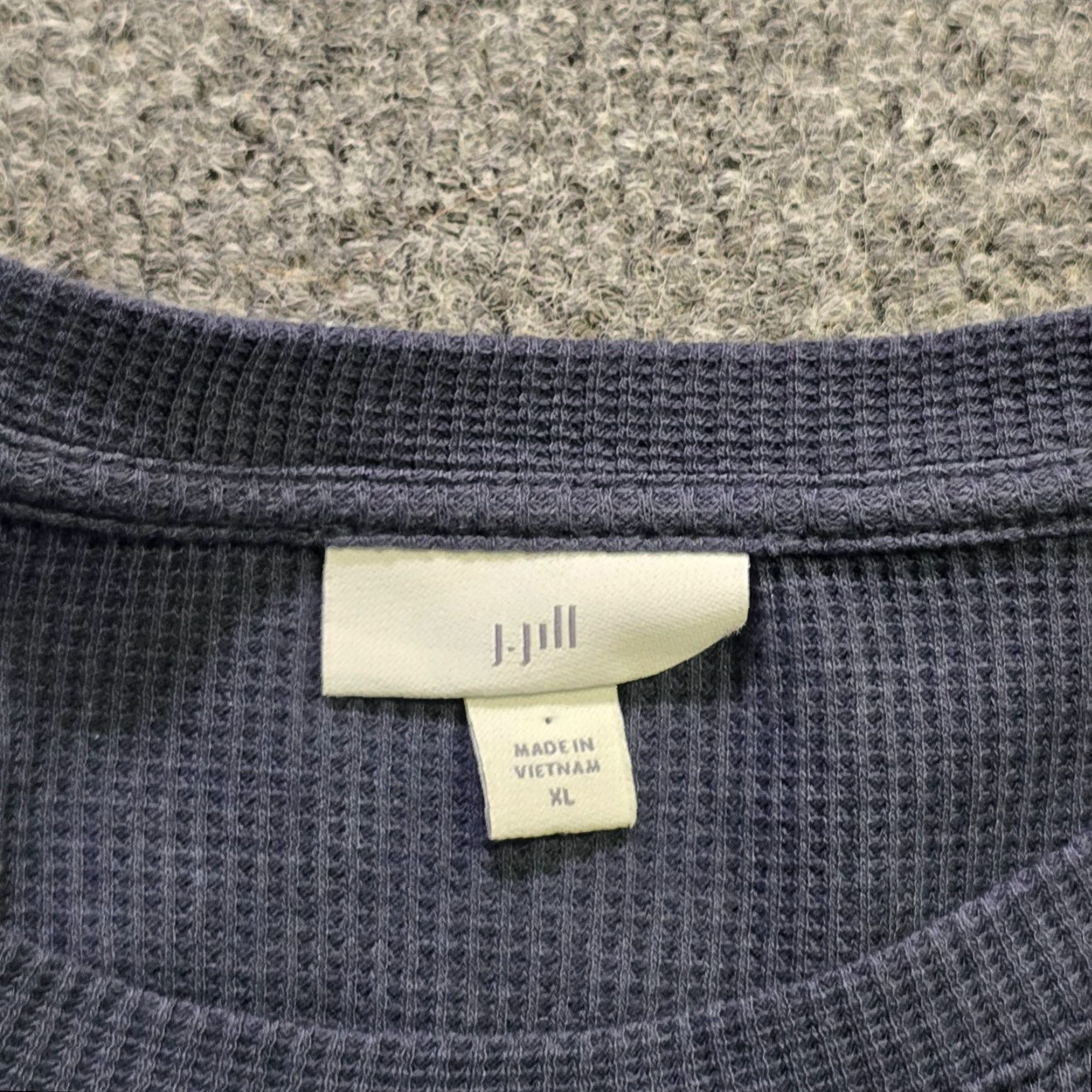 J. Jill J. Jill Top Womens XL Blue Thermal Textured Long Sleeve Pockets Stretch Blouse Size XL / US 12-14 / IT 48-50 - 3 Thumbnail