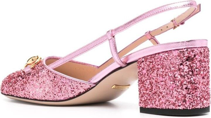 Gucci o1s1wg110125 Wladyhb 55 Slingback Glitter in Pink Size US 7.5 / IT 37.5 - 4 Thumbnail