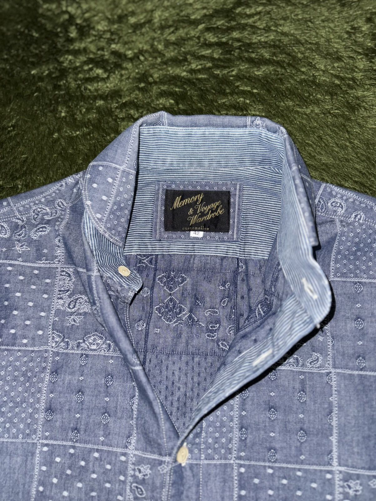 Japanese Brand [42] Customellow MVW Paisley Patchwork Chambray Shirt Size US L / EU 52-54 / 3 - 4 Thumbnail
