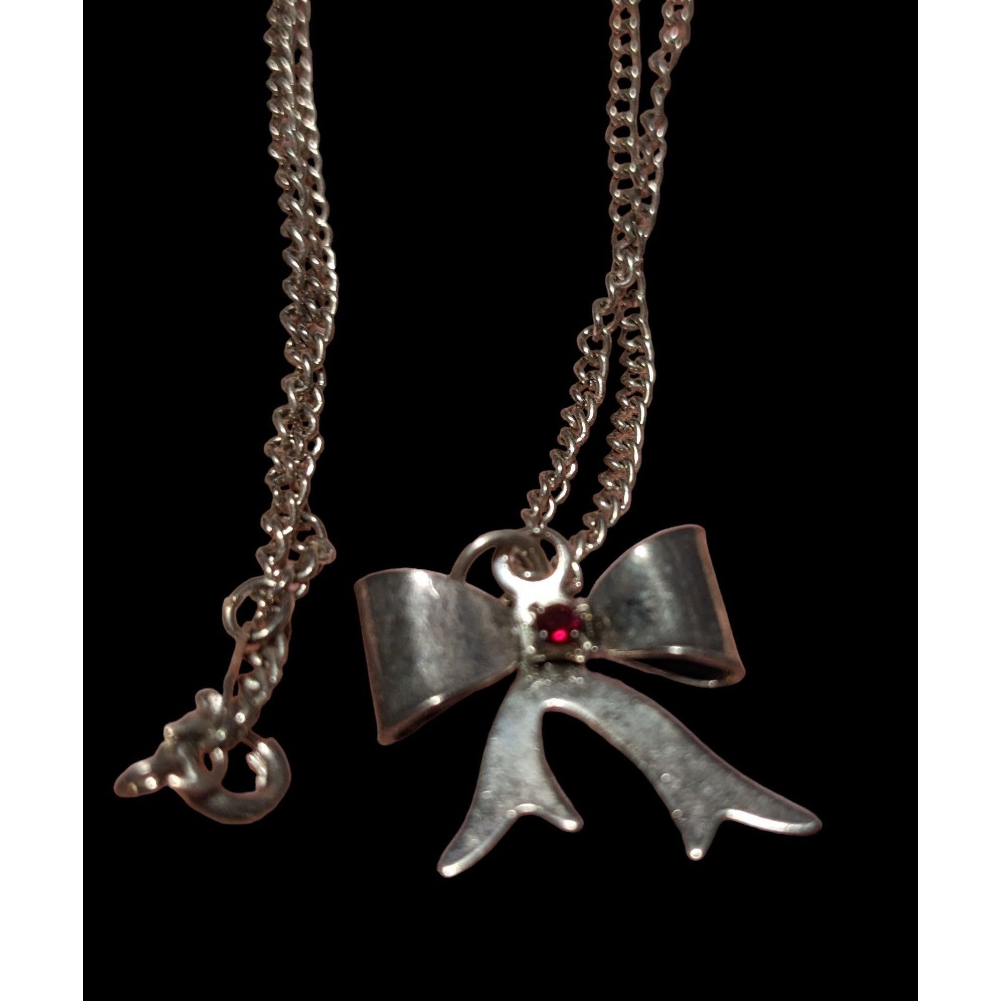 Other Silver Rhinestone Bow Necklace Size ONE SIZE - 9 Thumbnail