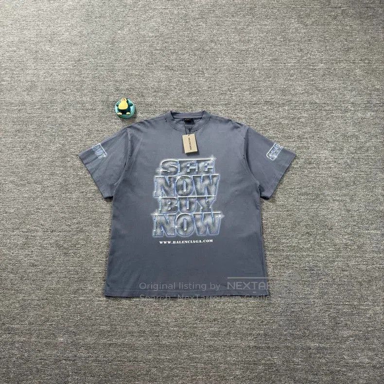 Balenciaga Balenciaga Blue Distressed Short Sleeve. Size US XL / EU 56 / 4 - 1 Thumbnail