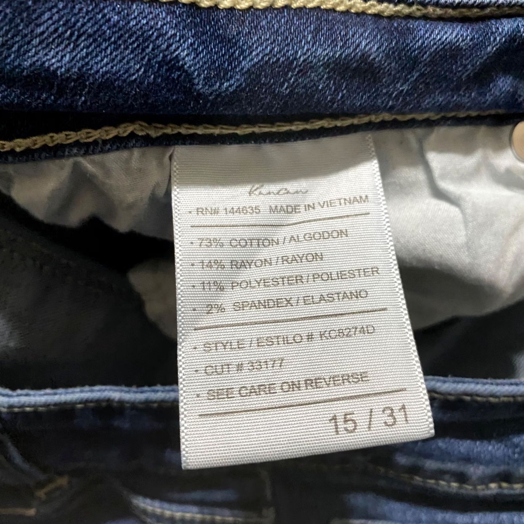 Vintage Kancan Jeans Womens 15 Blue Denim Medium Wash Skinny Distressed Raw Hem Jeans Size 15 Women Mens Girls Size 24" / US 00 / IT 34 - 4 Thumbnail