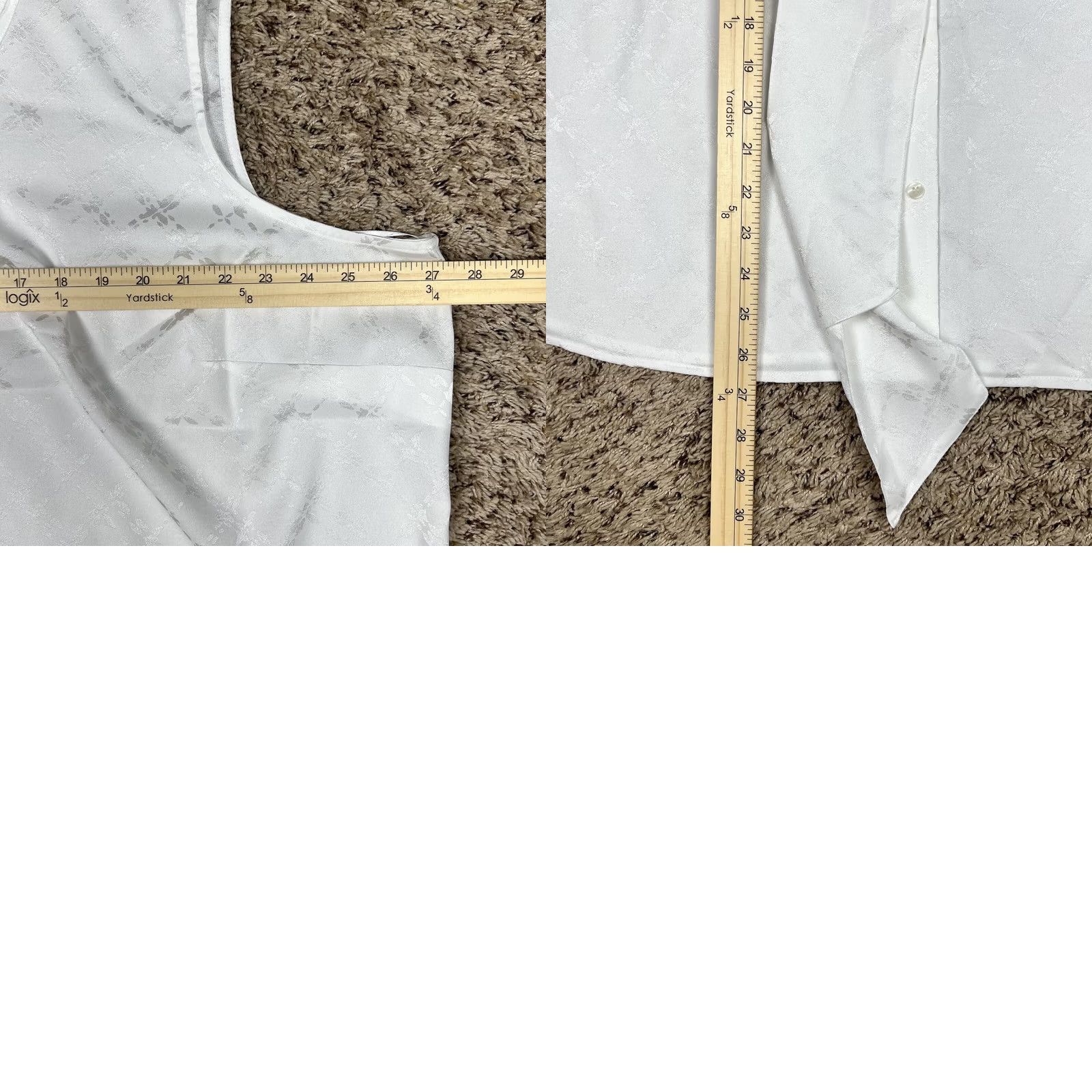 Calvin Klein Calvin Klein Blouse Sleeveless White 3XL Womens Button Up V-Neck Geometric Pattern Size XXL / US 16-18 / IT 52-54 - 8 Thumbnail