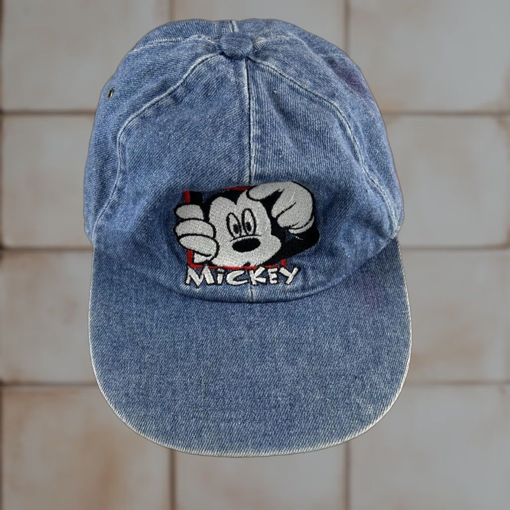 Mickey Unlimited VINTAGE Mickey Unlimited Denim Hat Baseball Cap One Size Men Adjustable Blue Denim Cartoon Logo 90s Size US 35 - 1 Thumbnail