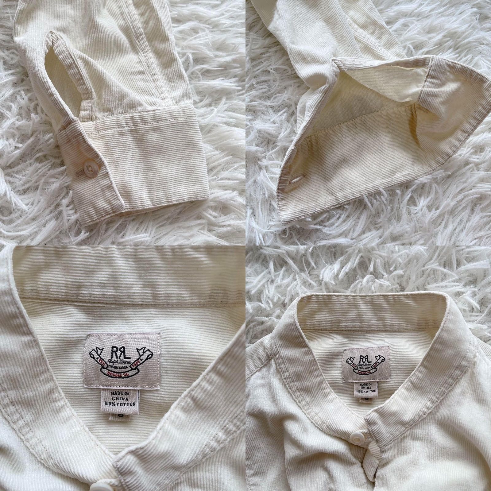 Ralph Lauren RRL RALPH LAUREN CORDUROY SHIRT SIZE S IVORY LONG SLEEVE BAND COLLAR USED MEN Size US S / EU 44-46 / 1 - 10 Thumbnail