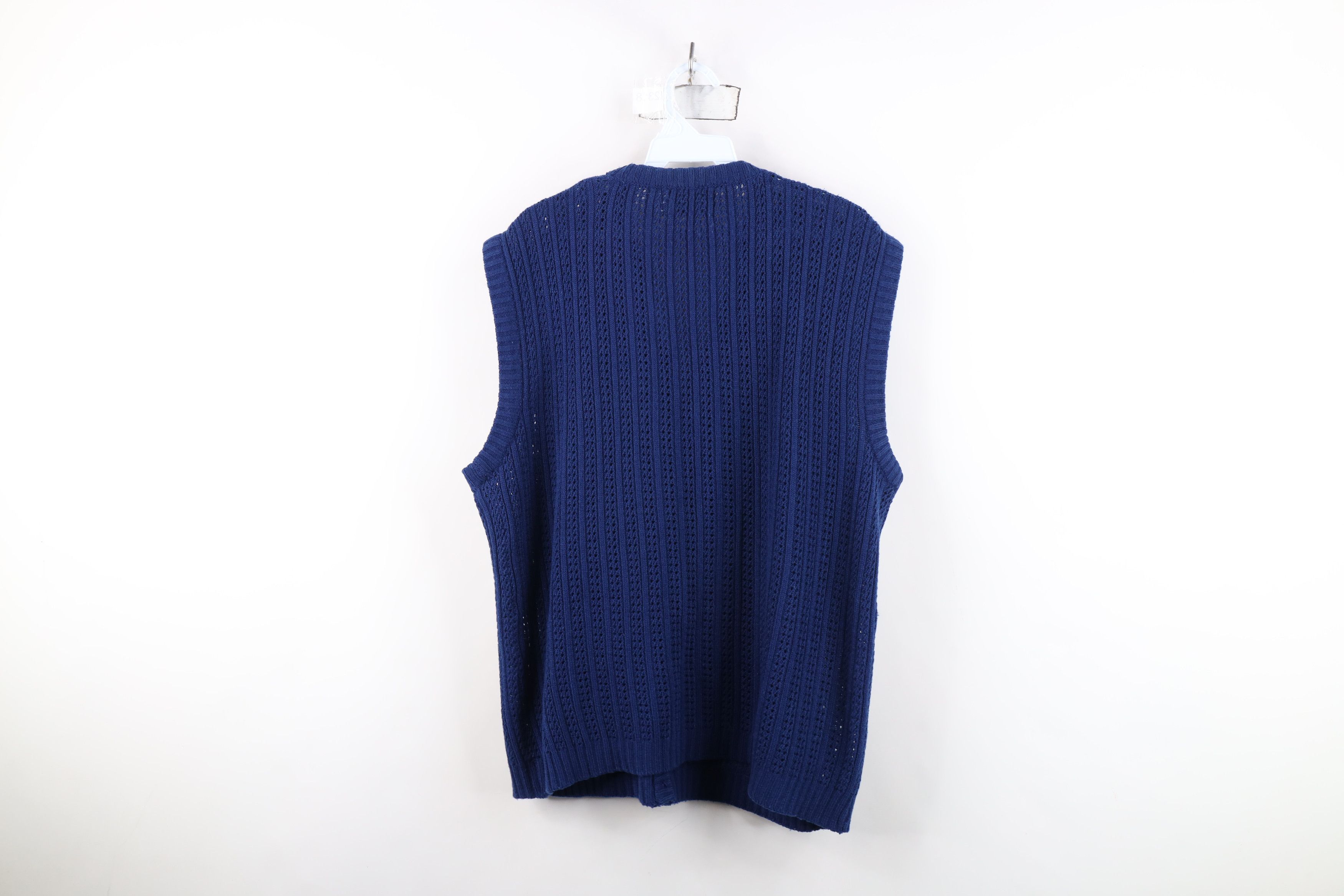 Vintage Vintage 70s Streetwear Crochet Cardigan Sweater Vest Blue Size L / US 10 / IT 46 - 8 Thumbnail