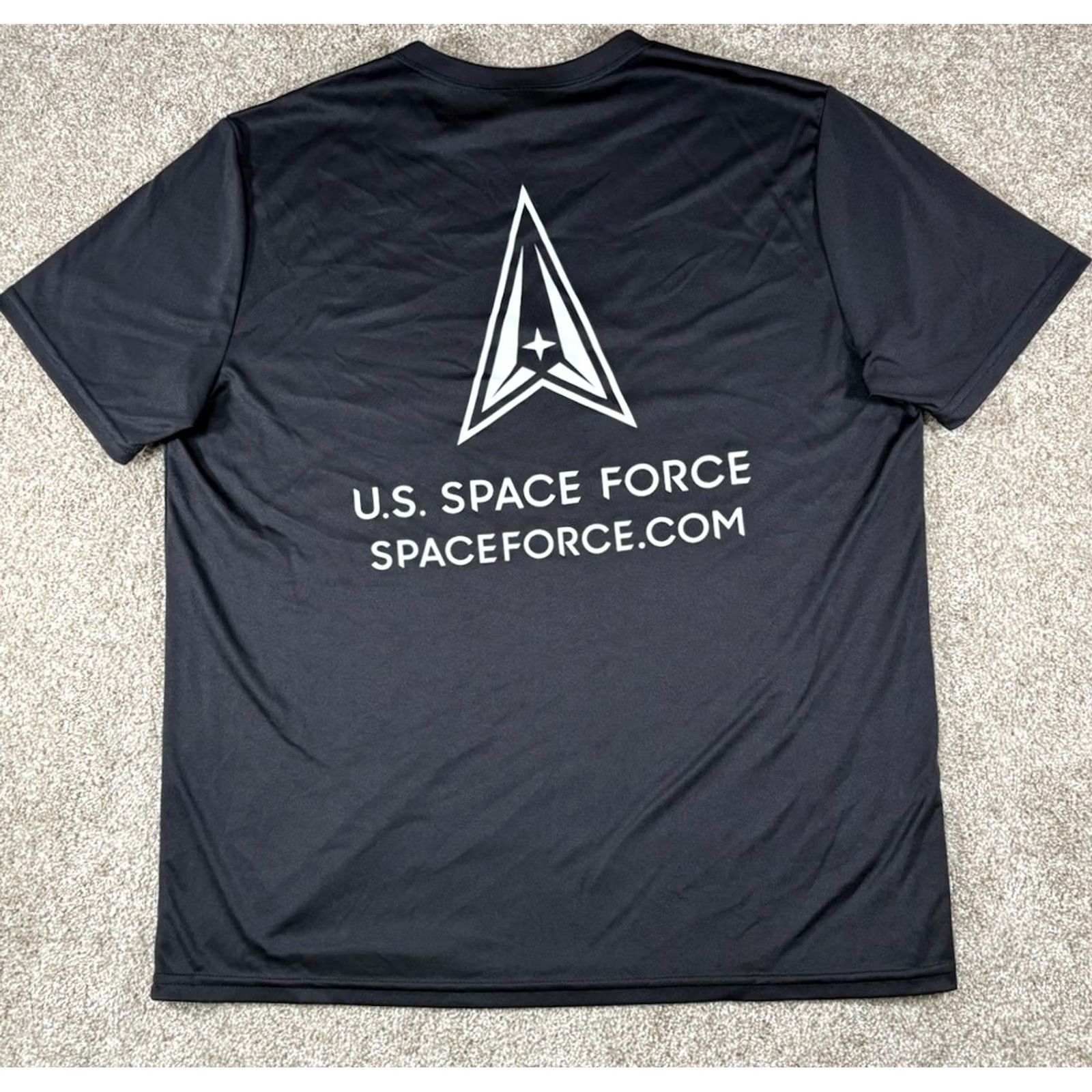 Vintage U.S. Space Force T-Shirt Double-Sided 100% Polyester • Adult Large Black Mens Shirt Logo Accents Vintage? Size US L / EU 52-54 / 3 - 2 Thumbnail