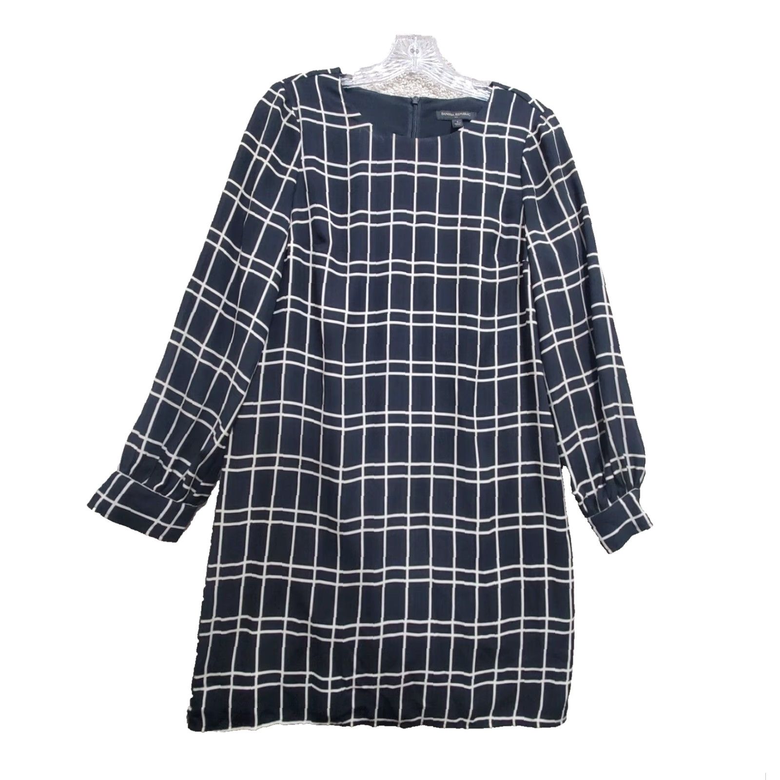 Banana Republic Banana Republic Shift Dress Women's 4 Black Plaid Round Neck Pullover Cocktail Dress Size S / US 4 / IT 40 - 2 Thumbnail