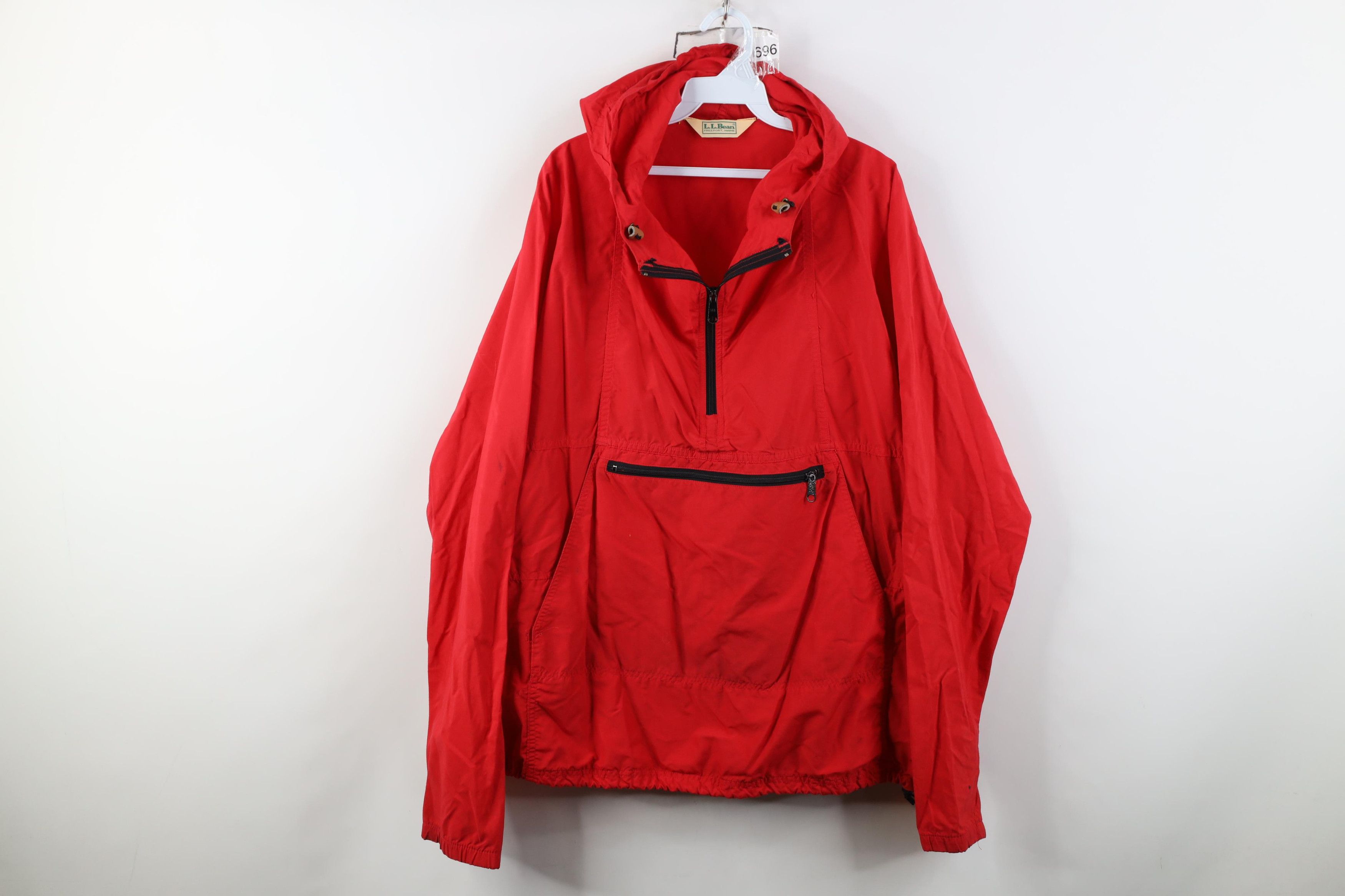 L.L. Bean Vintage 90s LL Bean Hooded Anorak Windbreaker Jacket Red USA Size US XXL / EU 58 / 5 - 1 Thumbnail