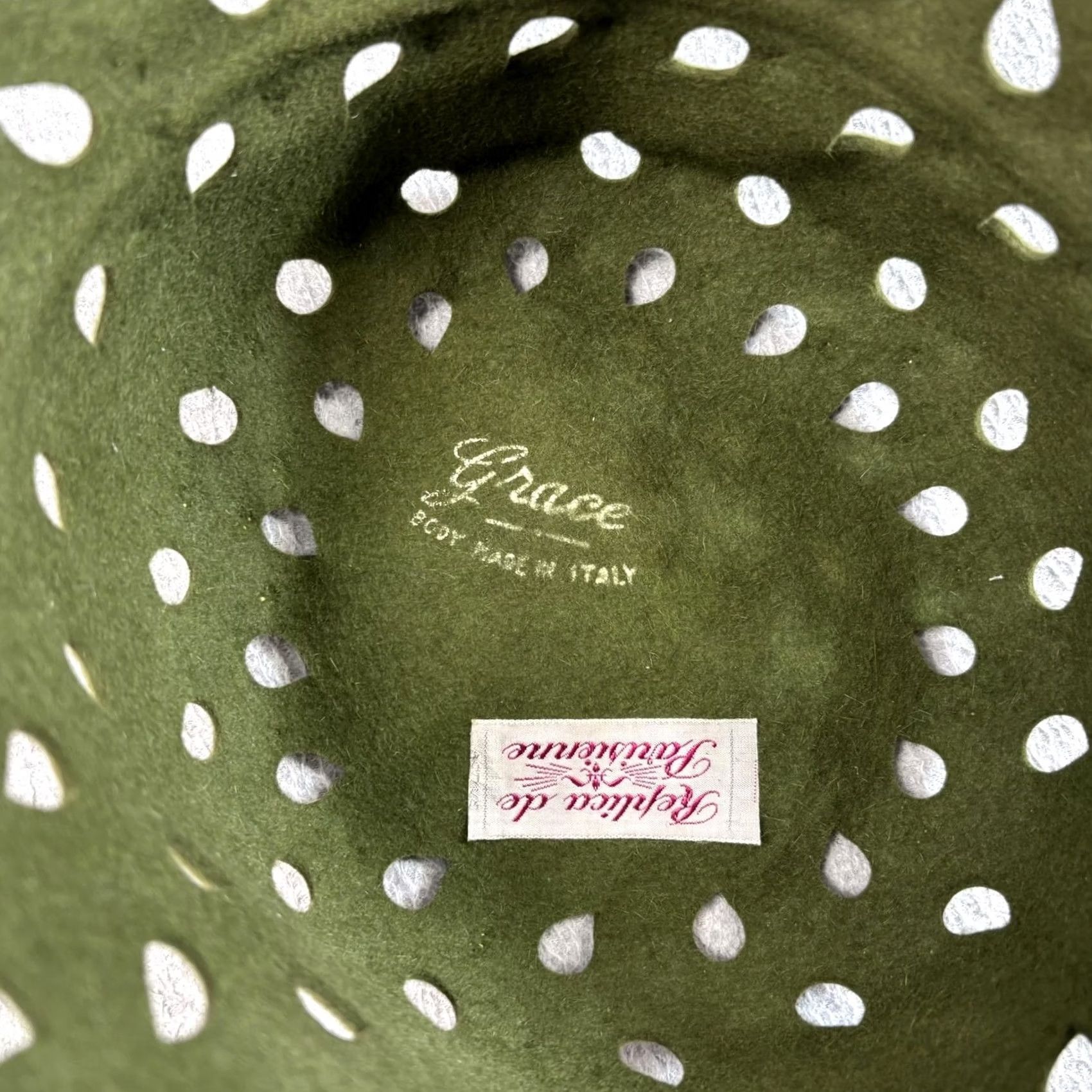 FELT Grace Parisienne Hat Women One Size Green Felt Gold Leaf Studded Italy Retro Size ONE SIZE - 3 Thumbnail