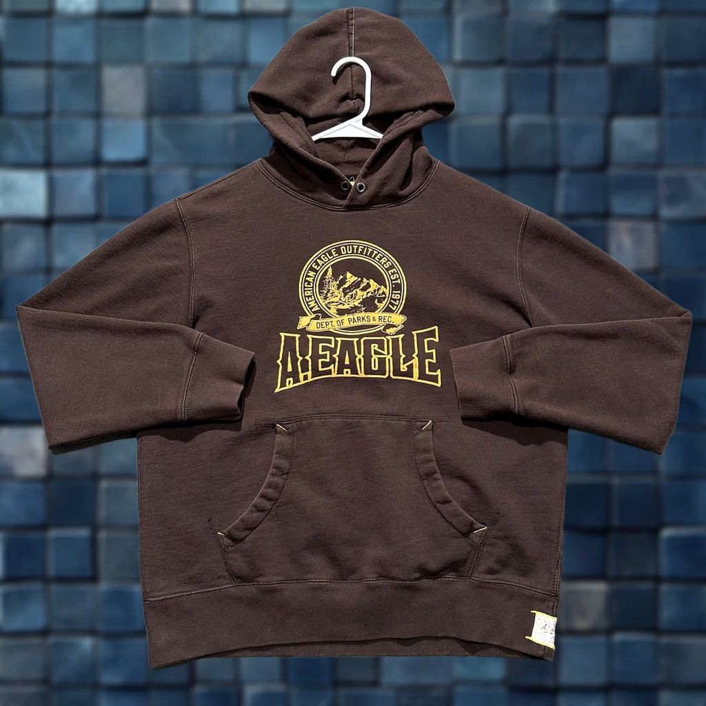 American Eagle Outfitters American Eagle Sweatshirt Mens Large Brown Cotton Fleece Y2K Pullover Hoodie EUC - Long Sleeve Size US L / EU 52-54 / 3 - 1 Thumbnail