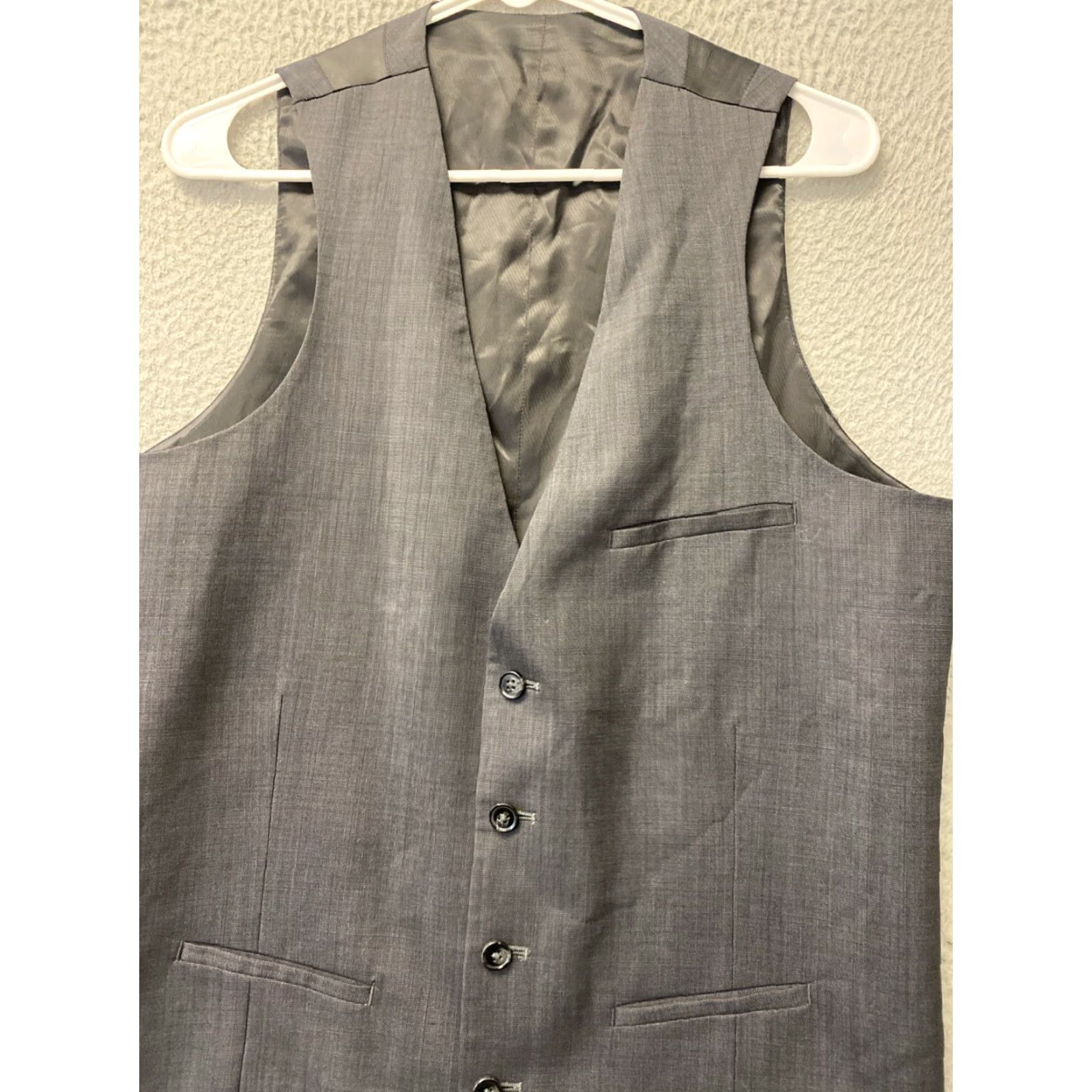 Vintage Mens Wool Vest Western Cowboy Vest Gray 40L Business Formal Party/Cocktail Travel Slim Button Vest Mens Size US XXS / EU 40 - 2 Thumbnail