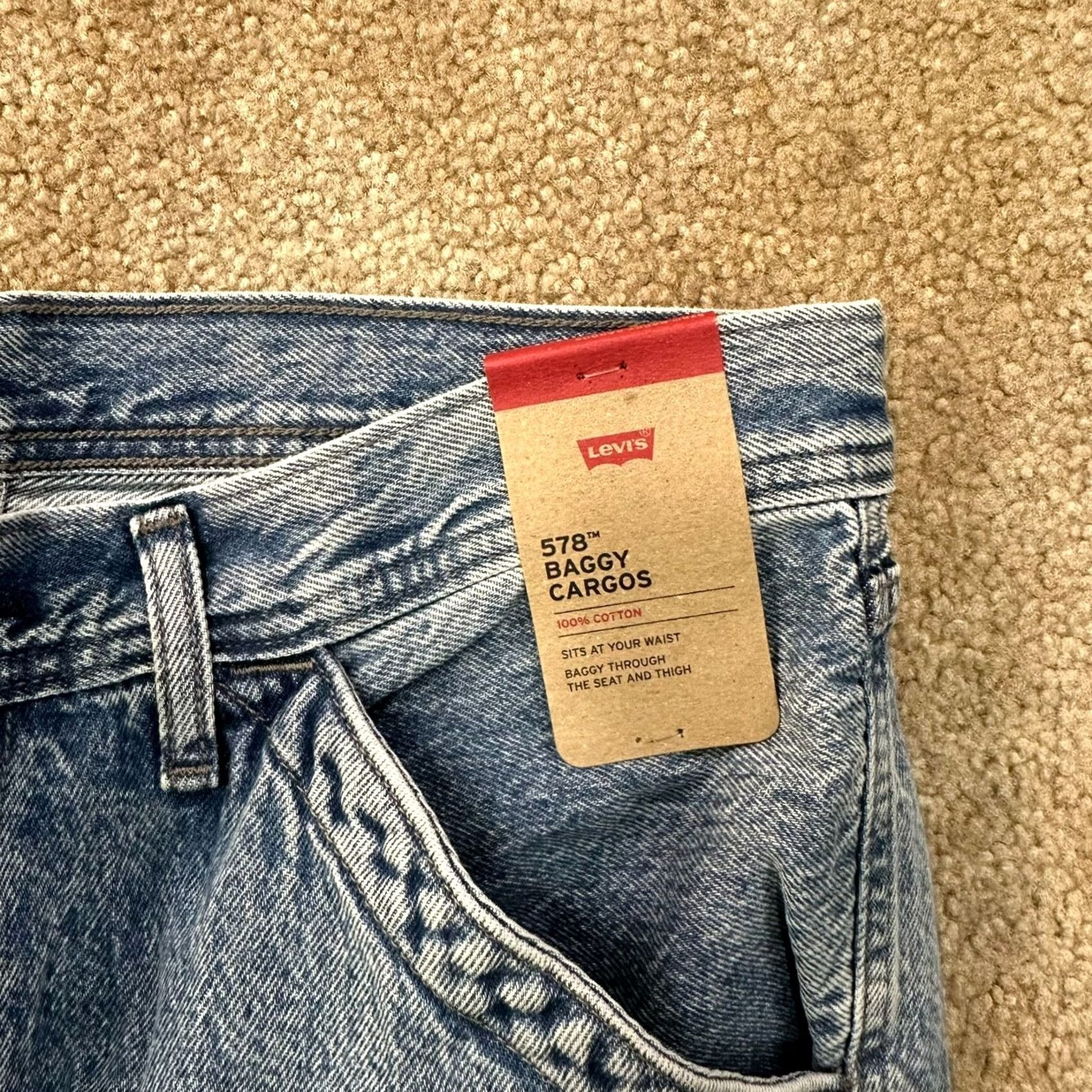 Levi's VINTAGE Levi's 578 Baggy Fit Cargo Jeans Men's 36x32 Blue Wash Denim Cotton Baggy Cargo Size US 36 / EU 52 - 4 Thumbnail