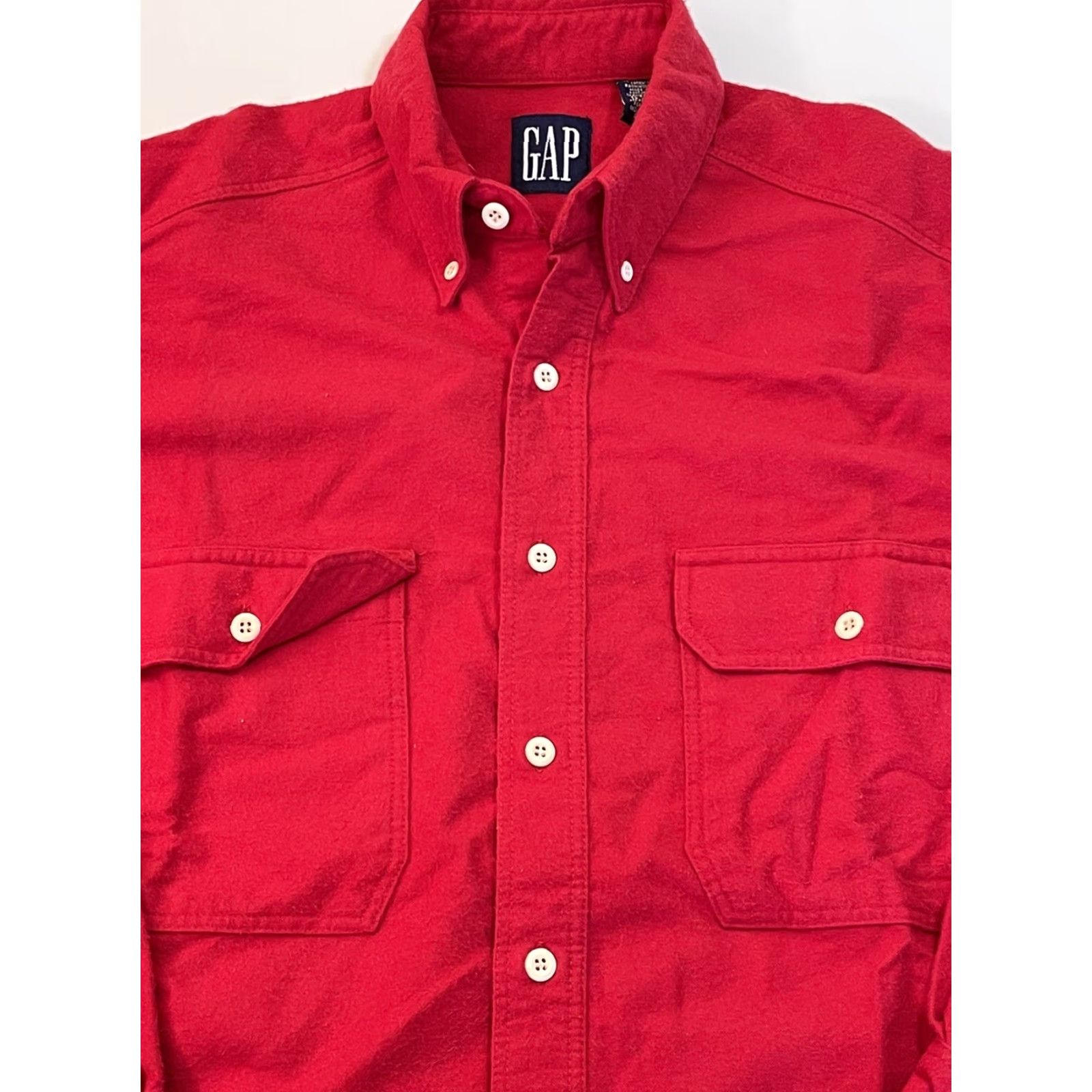 Gap VINTAGE Gap 90s Flannel Shirt Mens Medium Red Heavyweight Button-Up Outdoor Size US M / EU 48-50 / 2 - 2 Thumbnail