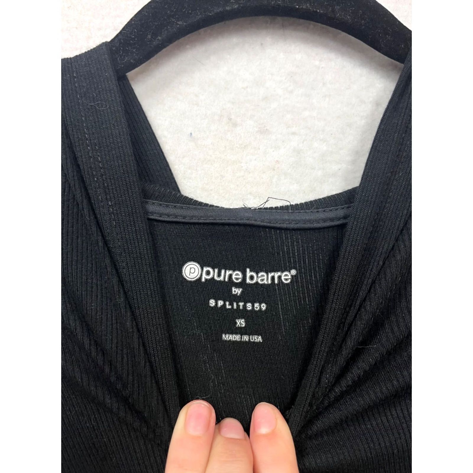 Vintage Pure Barre By Splits59 XS Black Ribbed Long Sleeve Hooded Top Womens XS Size XS / US 0-2 / IT 36-38 - 3 Thumbnail