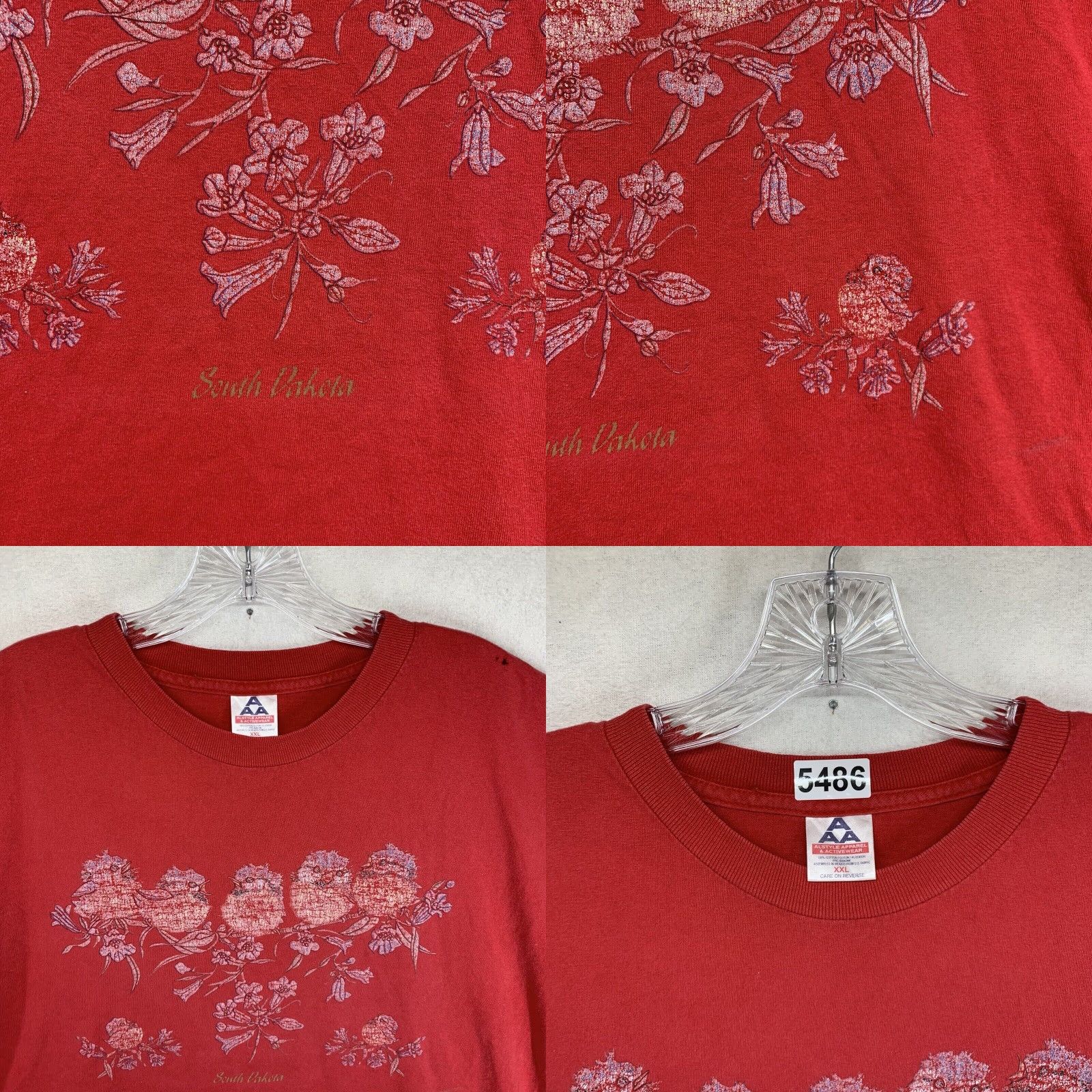 Vintage VINTAGE South Dakota T-Shirt Unisex Adults 2XL Red Bird Graphic Print Cottagecore 90s Size US XXL / EU 58 / 5 - 8 Thumbnail