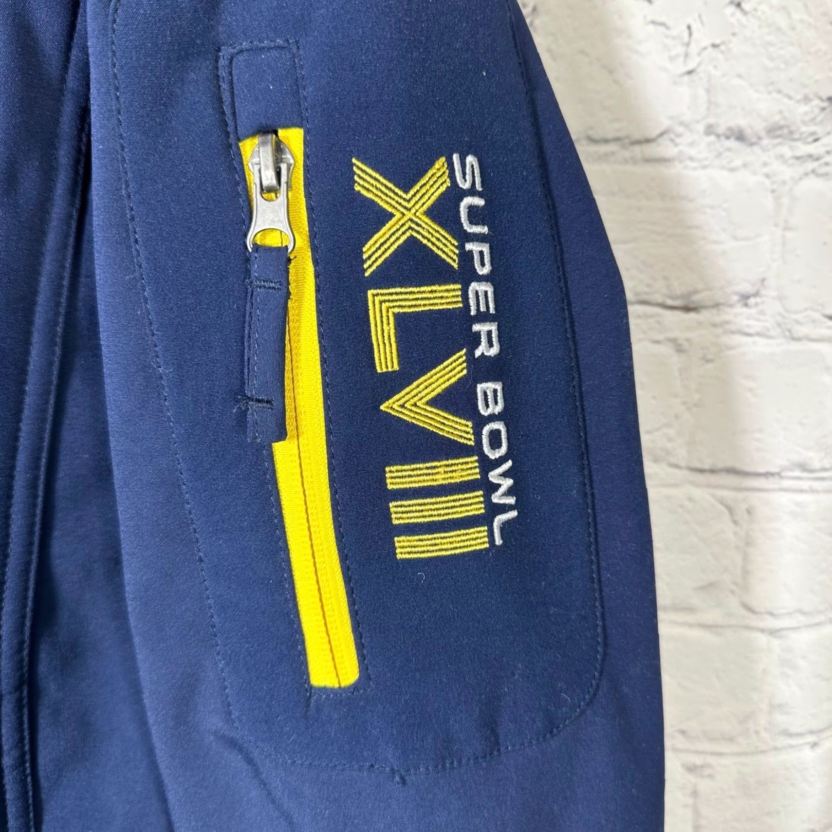 NFL NFL Super Bowl XLVIII Navy Blue Softshell Full Zip Jacket Mens Embroidered Size US M / EU 48-50 / 2 - 2 Thumbnail