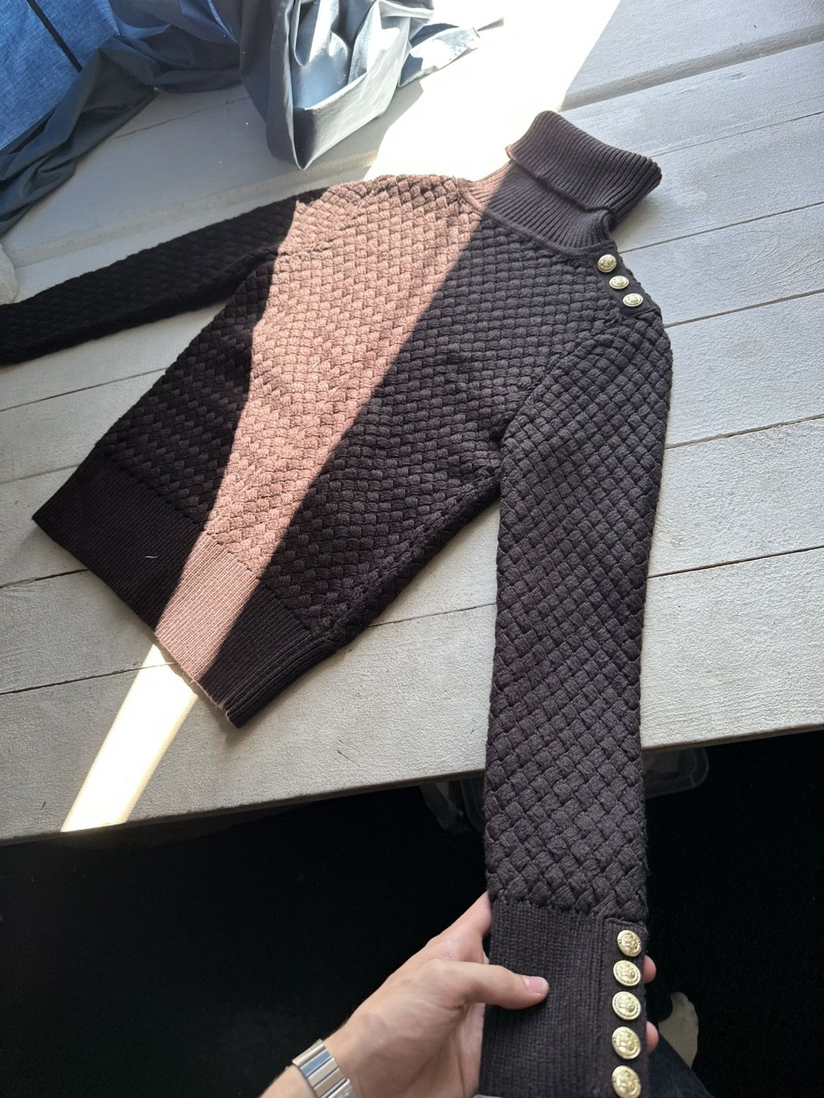 Other LUXURY HOLLAND COOPER 🚨 DARK BROWN BIG KNIT SWEATER Size XS / US 0-2 / IT 36-38 - 9 Thumbnail