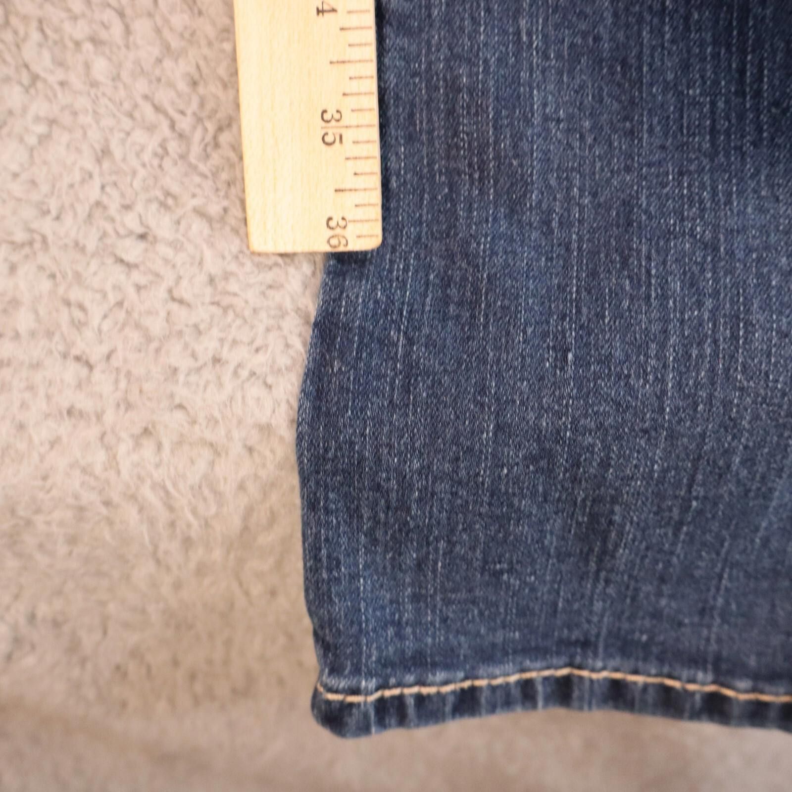 Designer Ariya jeans womens 11/12 blue denim embroidered stretch dist Size 34" / US 12 / IT 48 - 4 Thumbnail