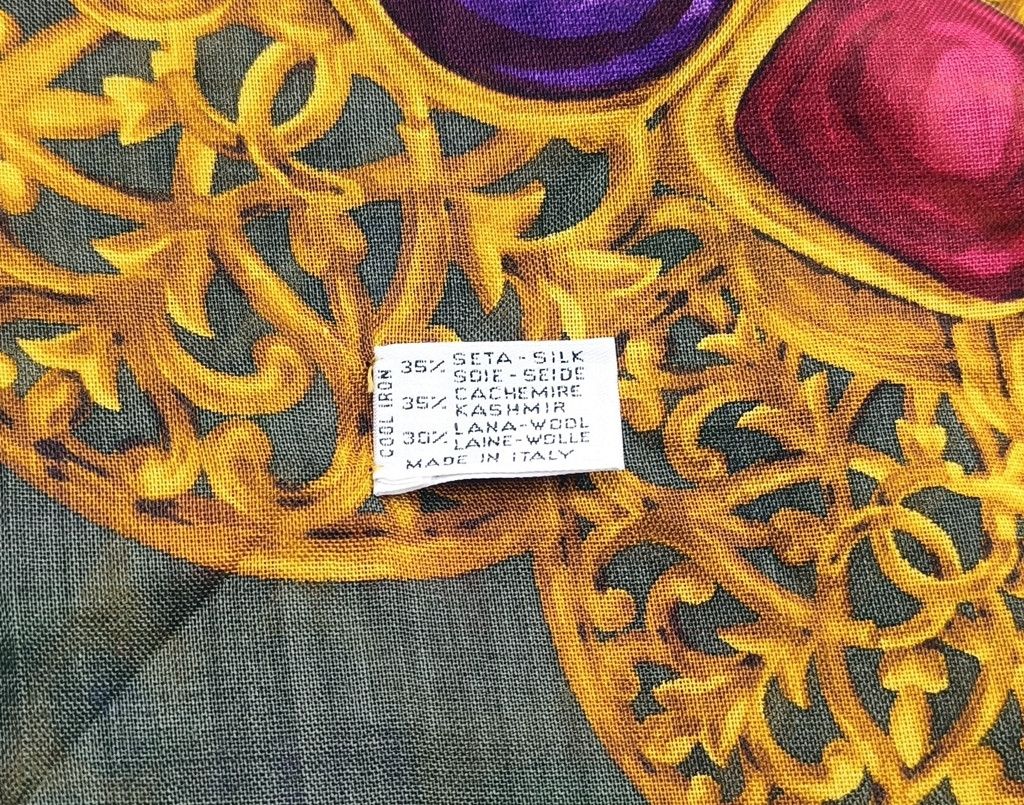 Chanel authentic CHANEL green gemstones cashmere silk square scarf Size ONE SIZE - 3 Thumbnail