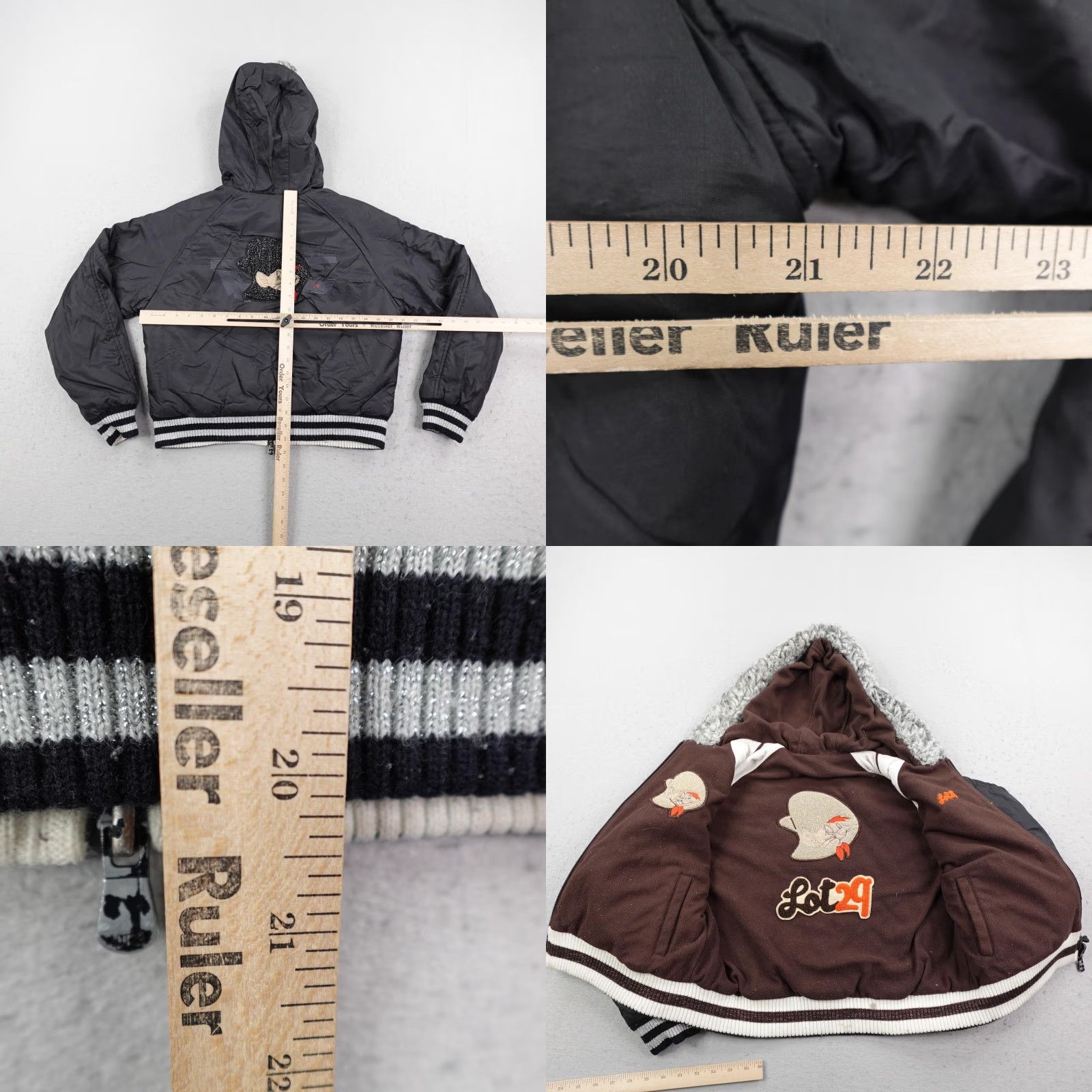 Vintage VINTAGE Lot 29 Jacket Womens XL Reversible Sherpa Speedy Gonzales Coat Parka Y2K Black Zip Hooded Size XL / US 12-14 / IT 48-50 - 8 Thumbnail