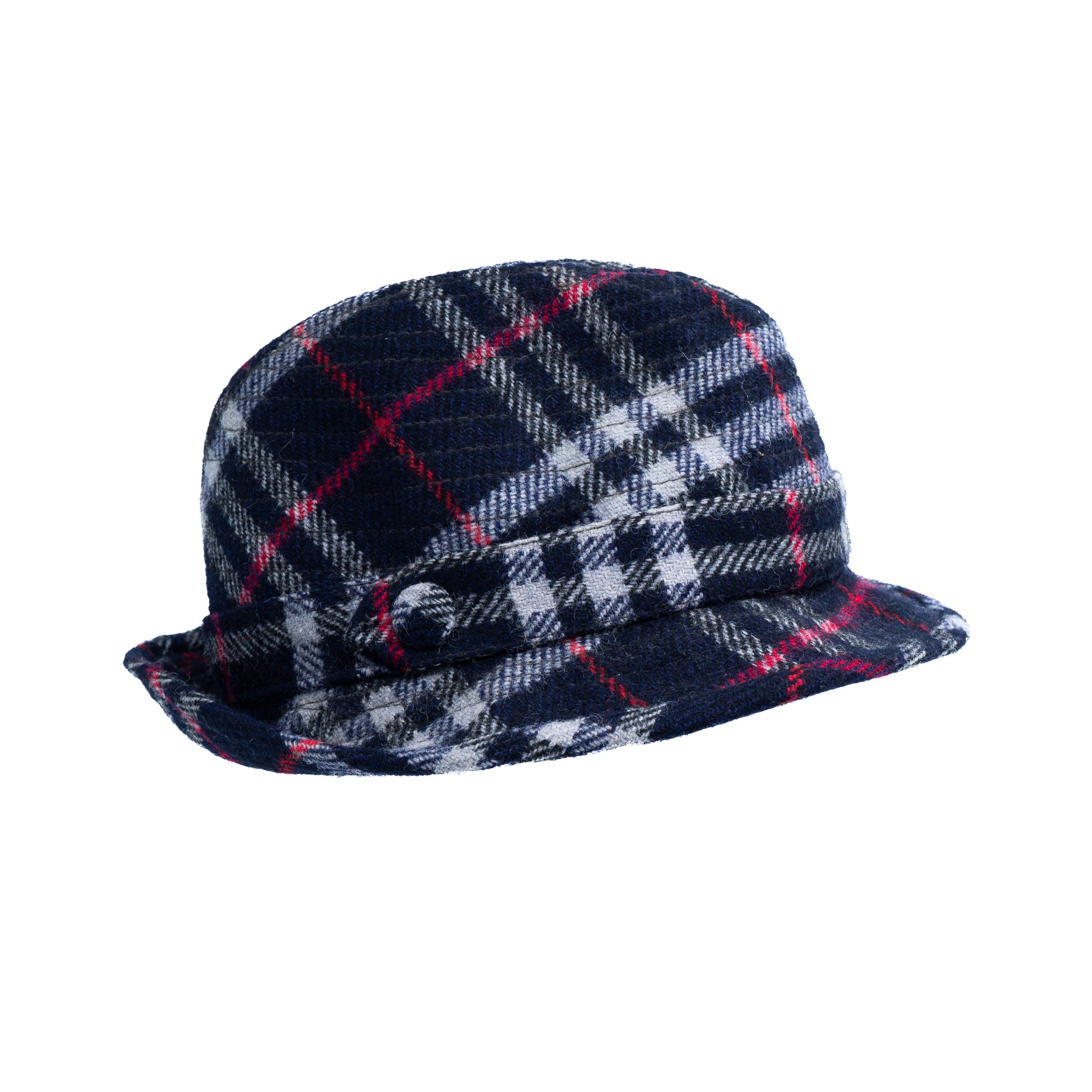 BURBERRY Check Monogram Hat Blue Vintage 90s