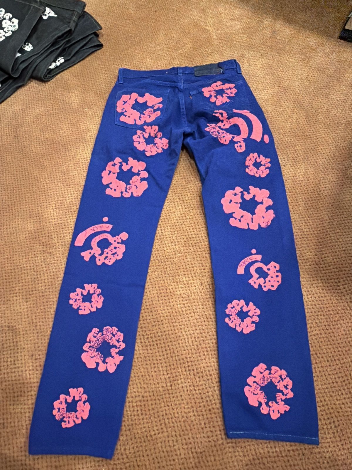 (B).Stroy × DENIM TEARS Bstroy denim tears bright blue jeans Size US 31 - 2 Thumbnail