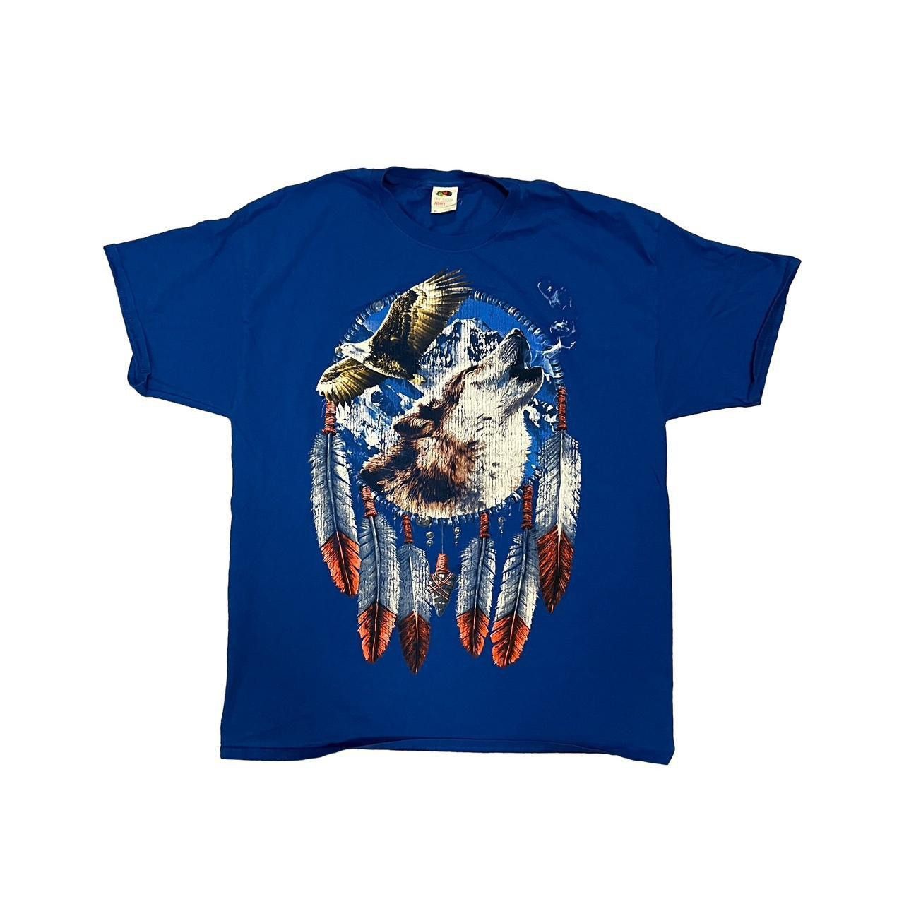 Fruit Of The Loom Wolf and Eagle Tribal Graphic Tee/T-Shirt Size US XL / EU 56 / 4 - 1 Thumbnail
