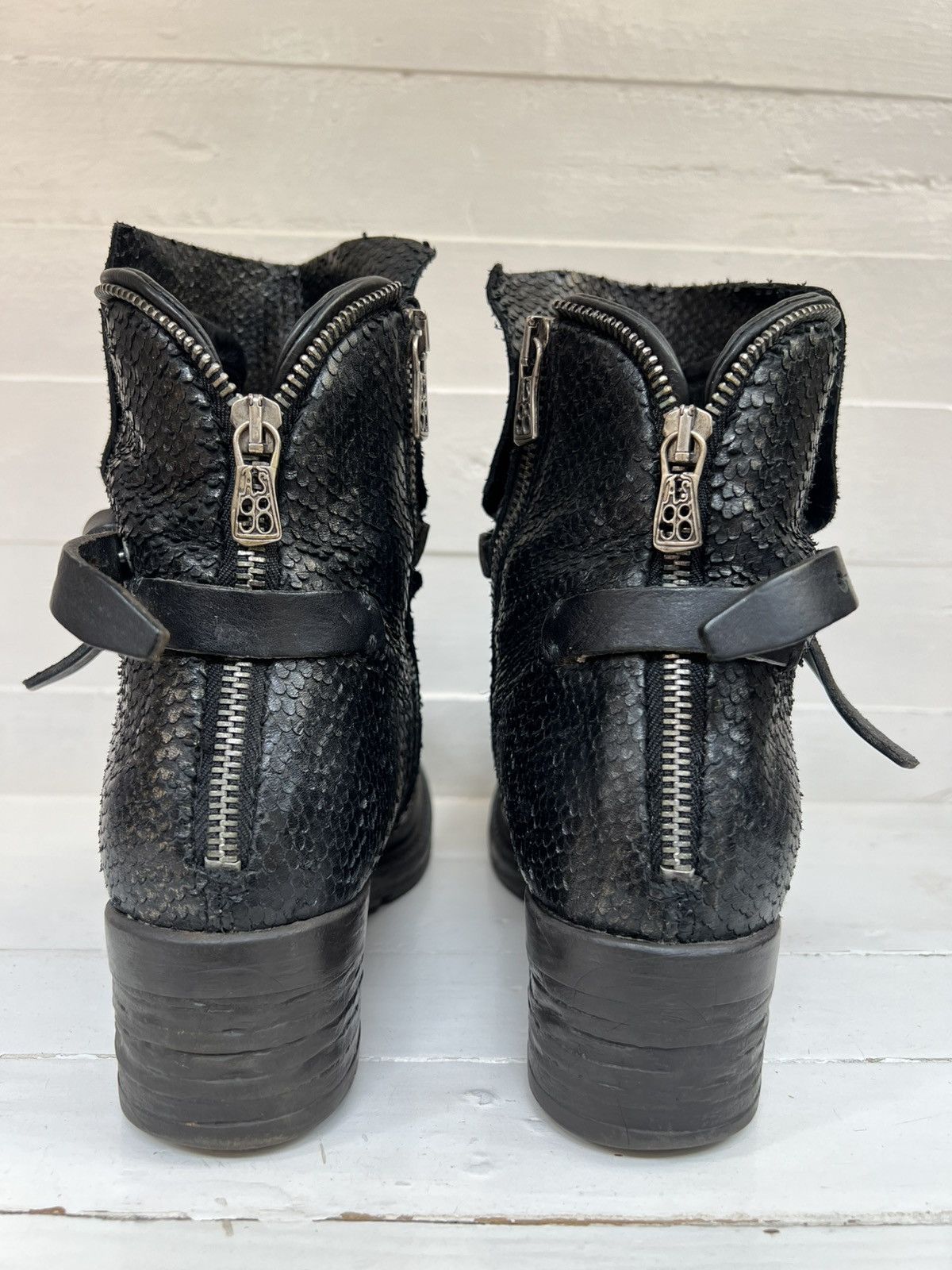 A.S.98 Airstep AS98 Black Leather Boho Biker Ankle Boots Size US 7 / EU 40 - 10 Thumbnail