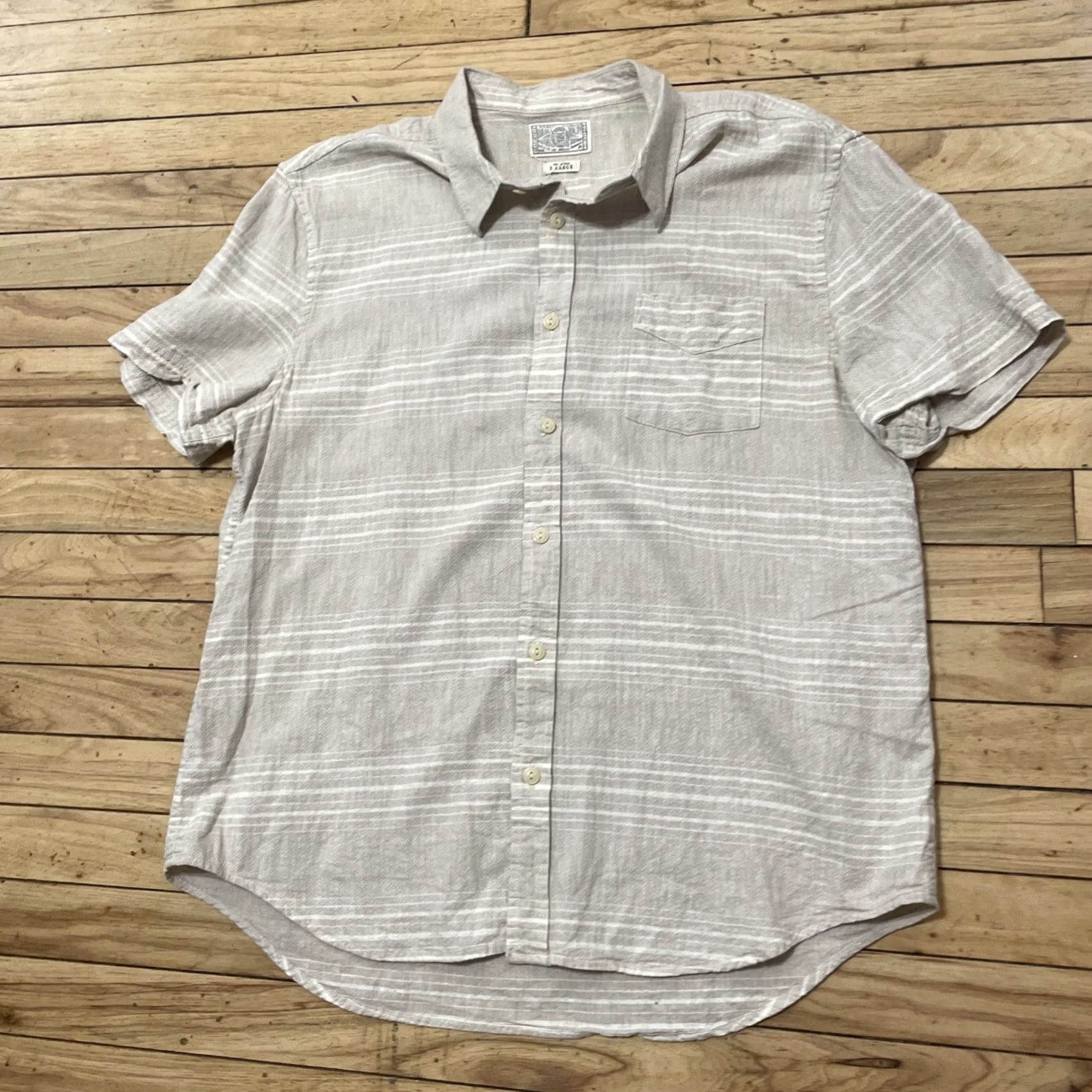 Lucky Brand LUCKY BRAND Linen Shirt Men XL Tan Beige Stripe Western Button-Up Shirt Size US XL / EU 56 / 4 - 2 Thumbnail