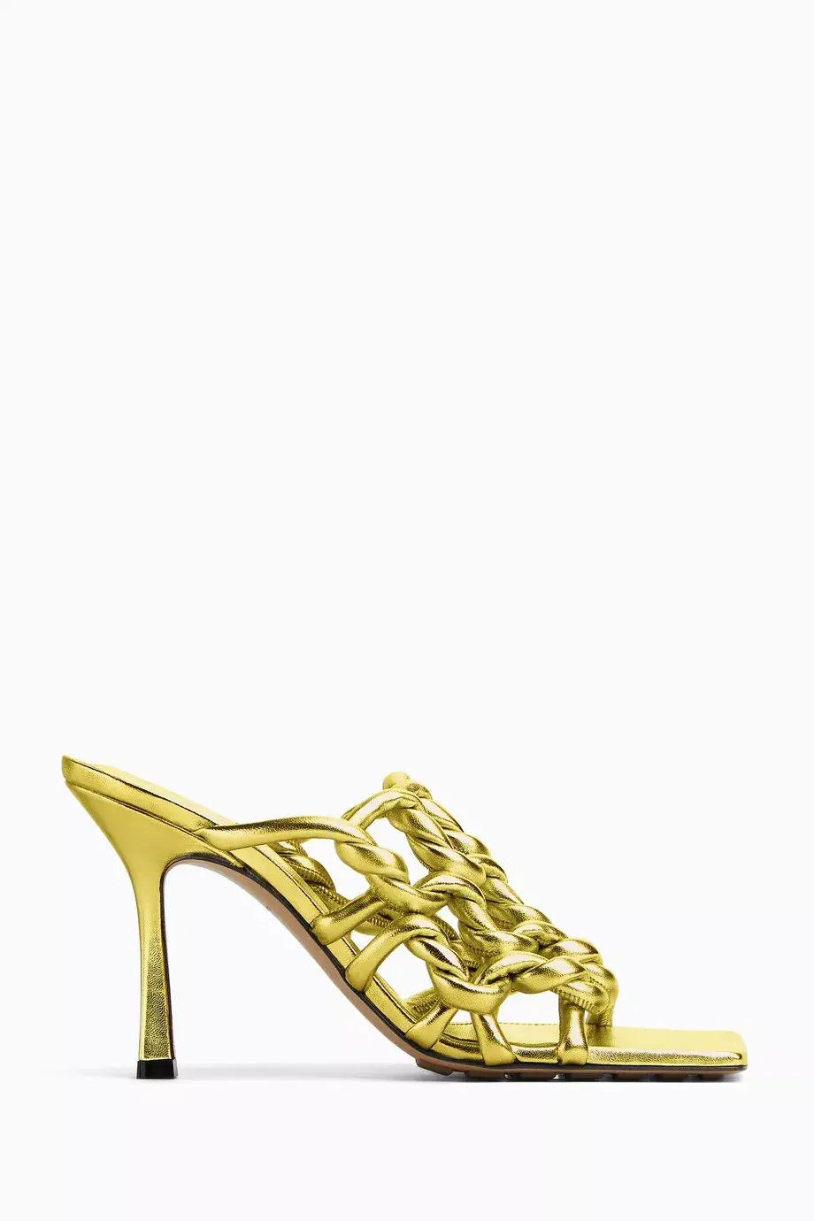 Bottega Veneta o1n1vont1224 Stretch Twist Sandal Mules in Gold Size US 4.5 / IT 34.5 - 1 Thumbnail