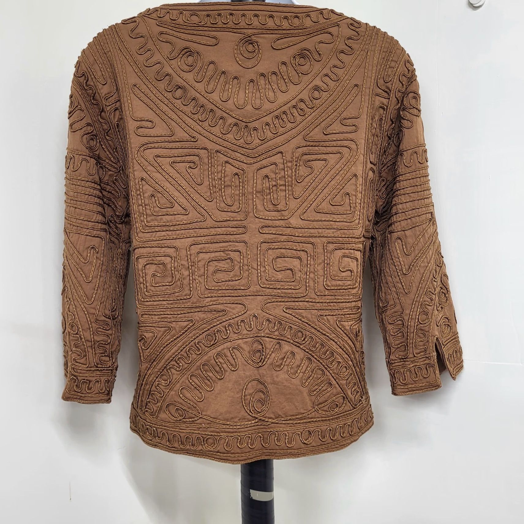 Vintage Joni B. Jacket Women's Small Brownish Gold Lined Split Sleeve Fabric Trim Button Size S / US 4 / IT 40 - 7 Thumbnail