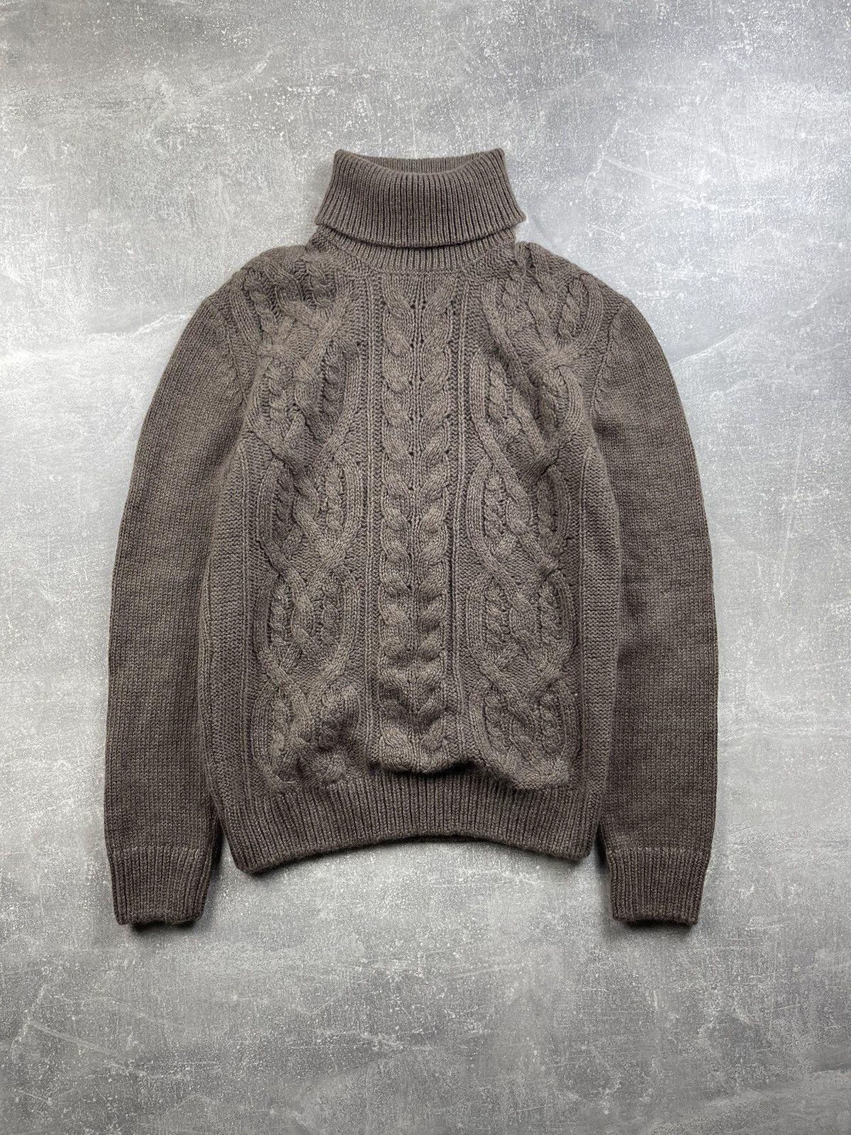 Tagliatore Taglitore Luxury Brown Hight Neck Wool Open Knit Sweater Size US S / EU 44-46 / 1 - 1 Thumbnail